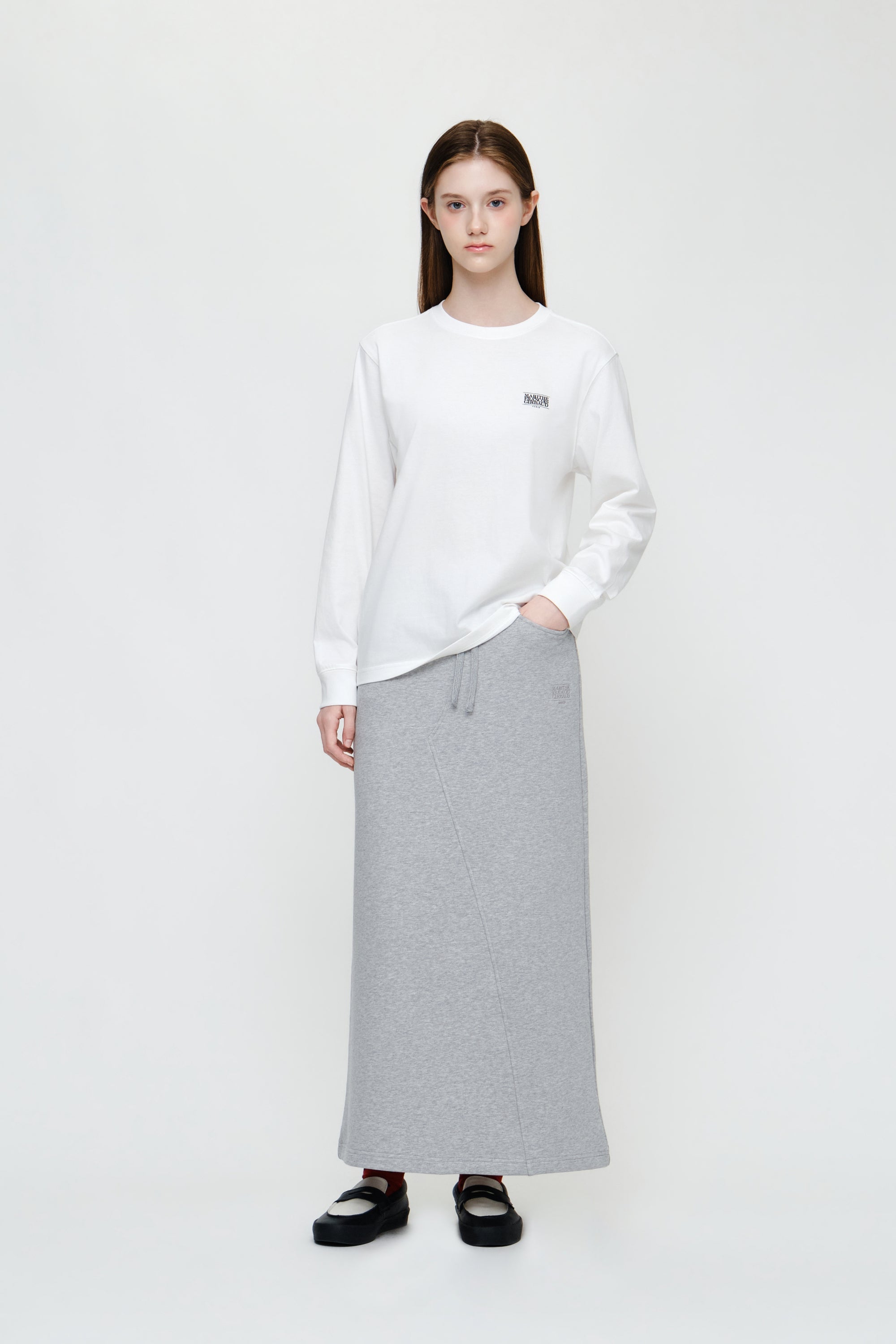 Small Classic Logo Long Sleeve Tee White