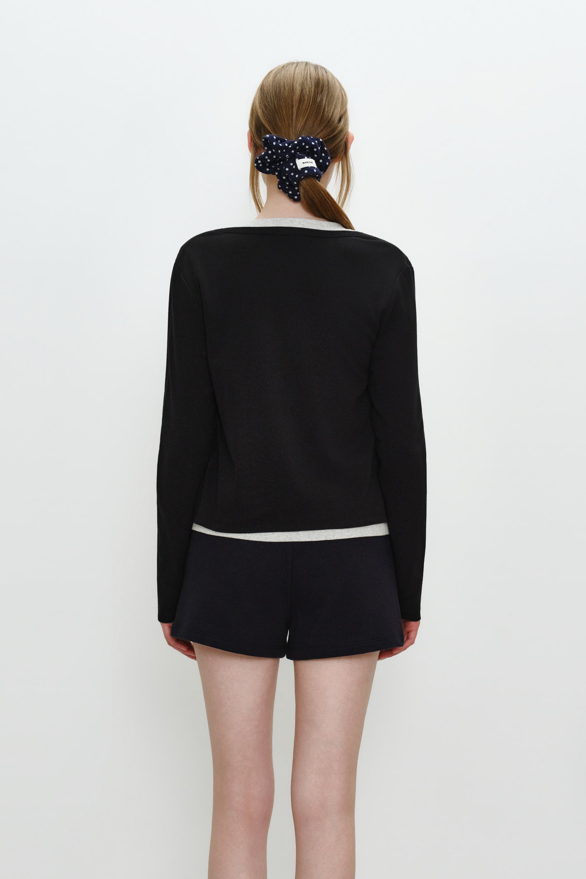 W Basic Cotton Cardigan Black