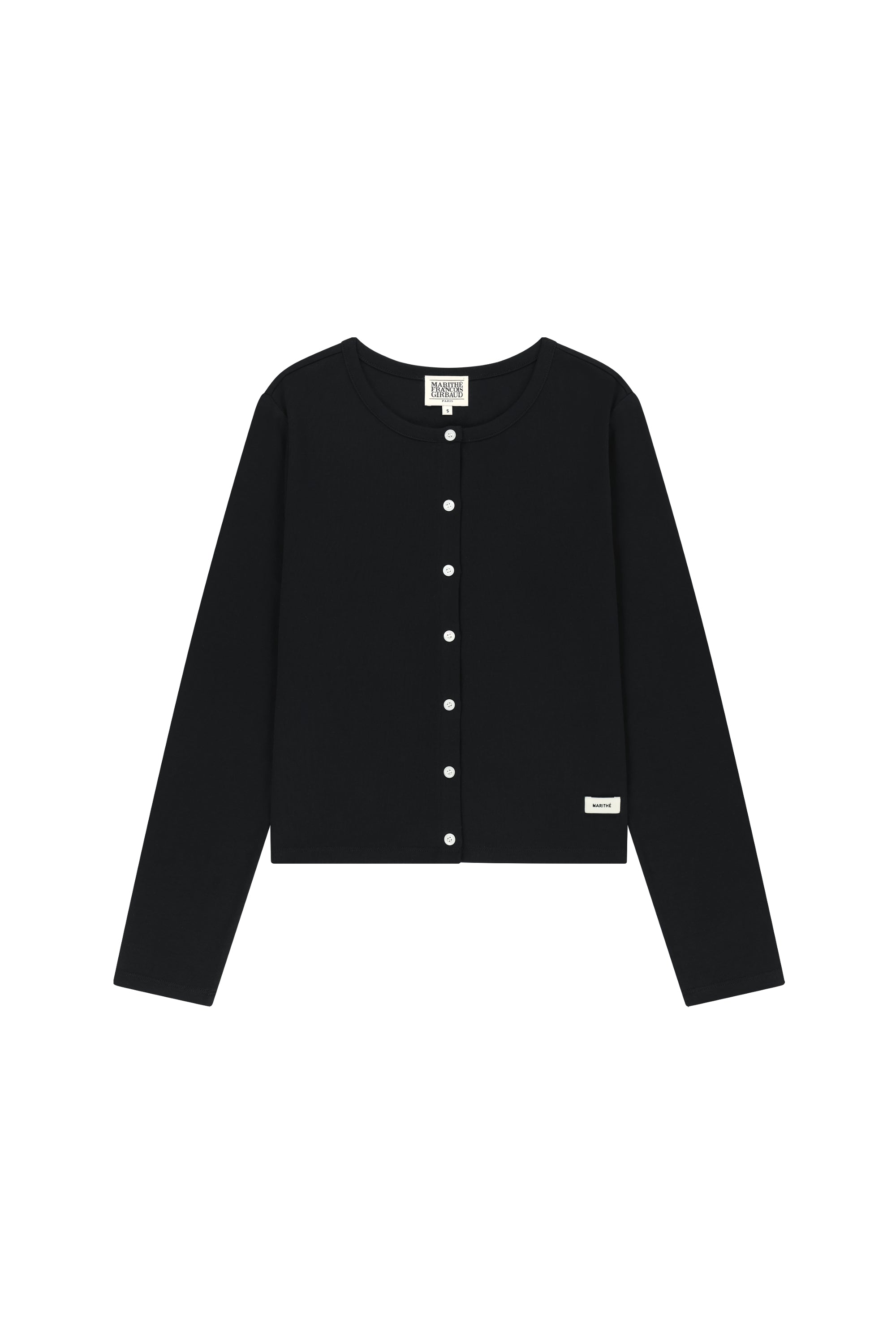 W Basic Cotton Cardigan Black