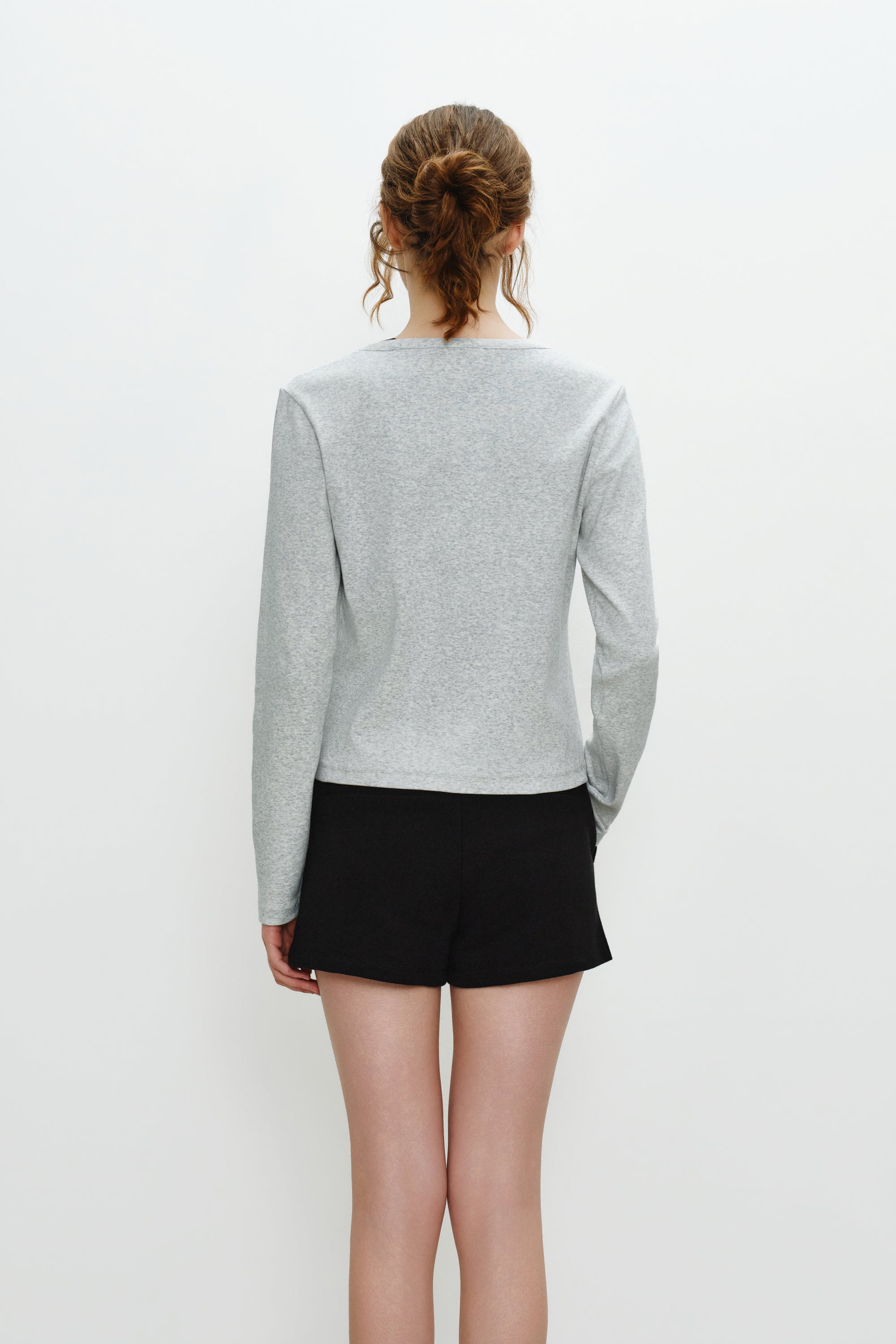 W Basic Cotton Cardigan Light Heather Gray