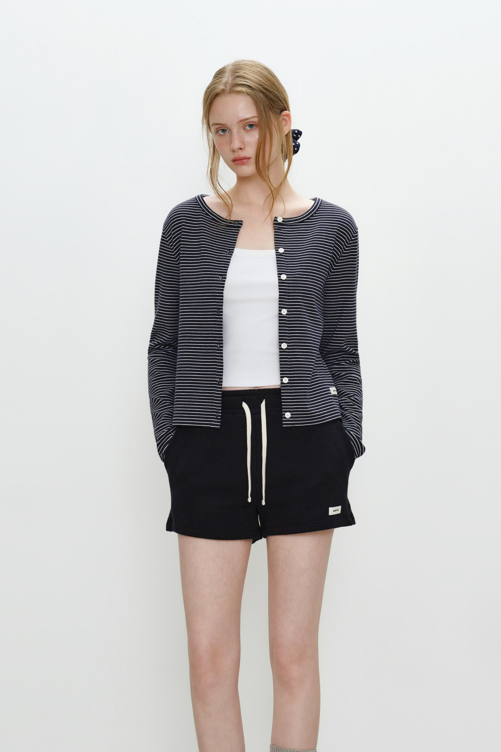 W Basic Cotton Cardigan Navy