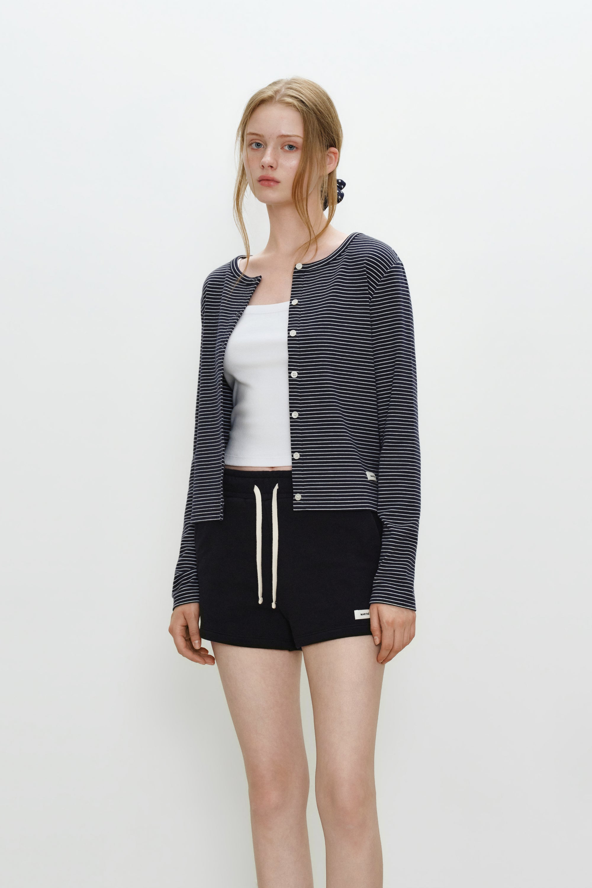 W Basic Cotton Cardigan Navy