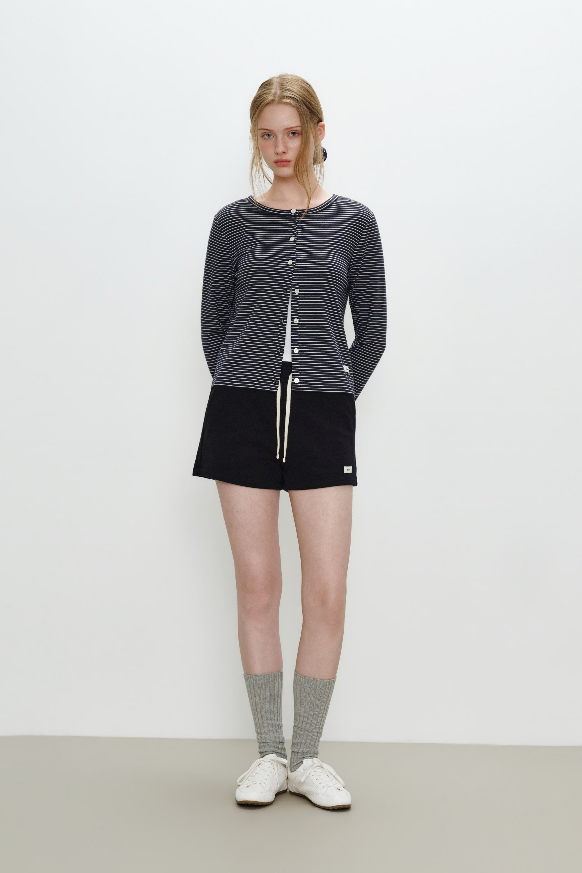 W Basic Cotton Cardigan Navy