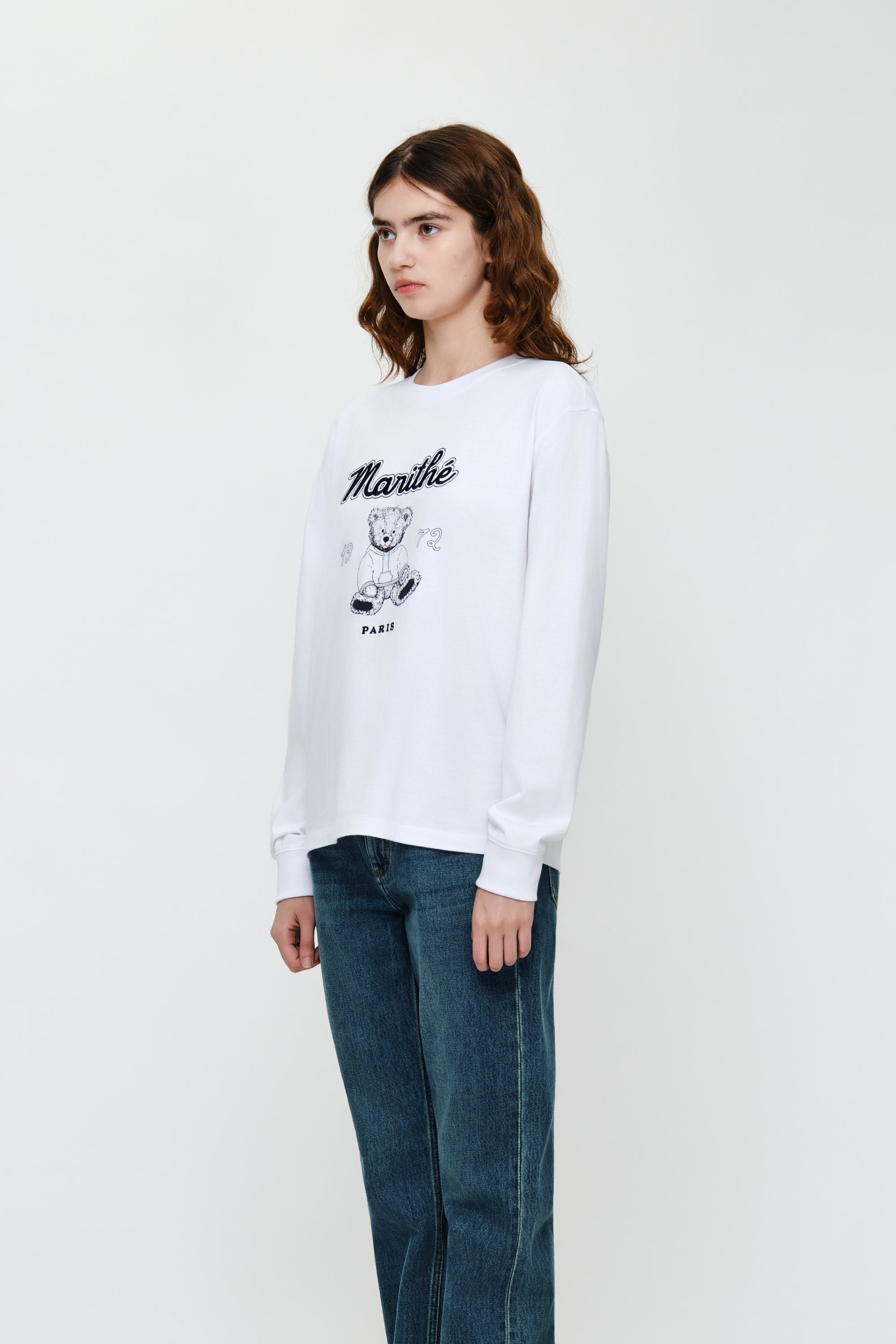 Doodle Bear Long Sleeve Tee White