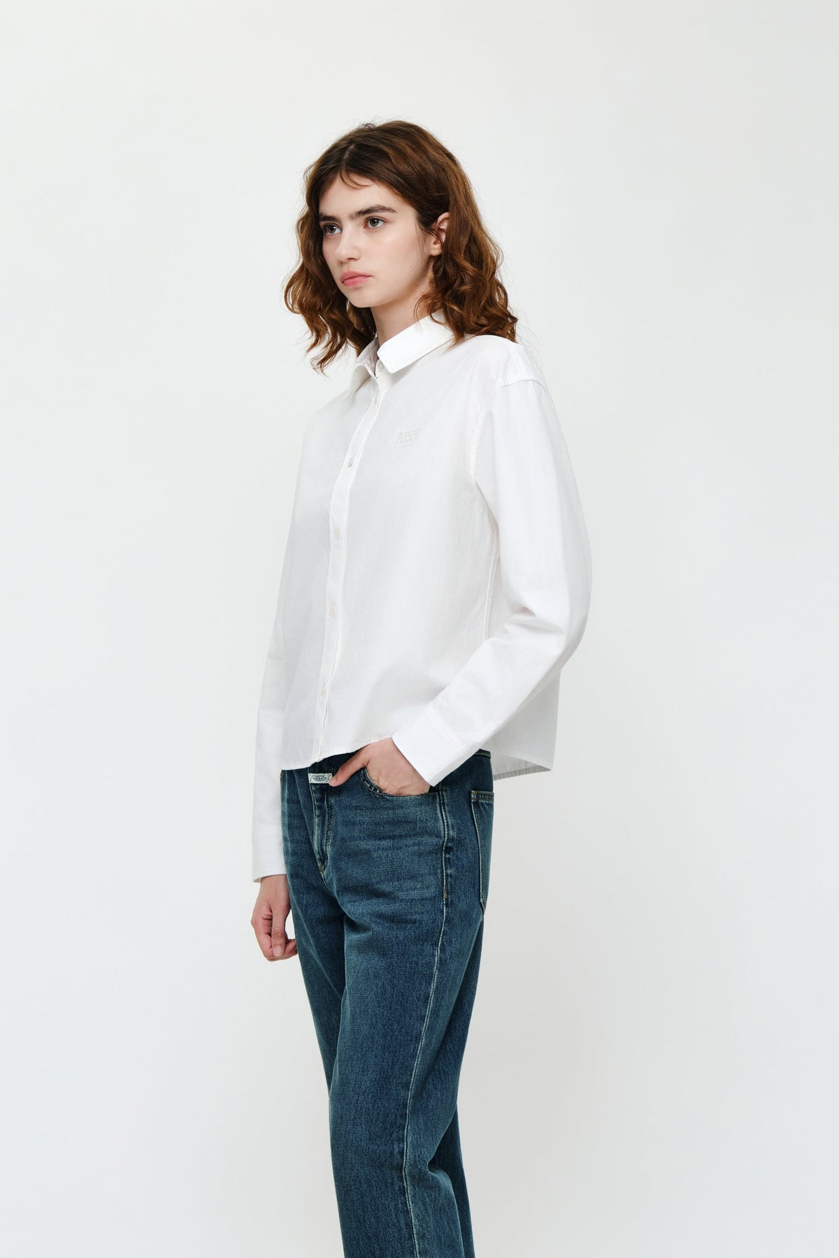 W Micro Classic Logo Cotton Shirt Ivory