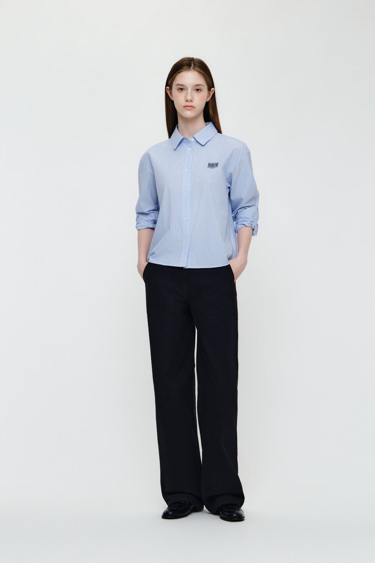 W Micro Classic Logo Cotton Shirt Stripe