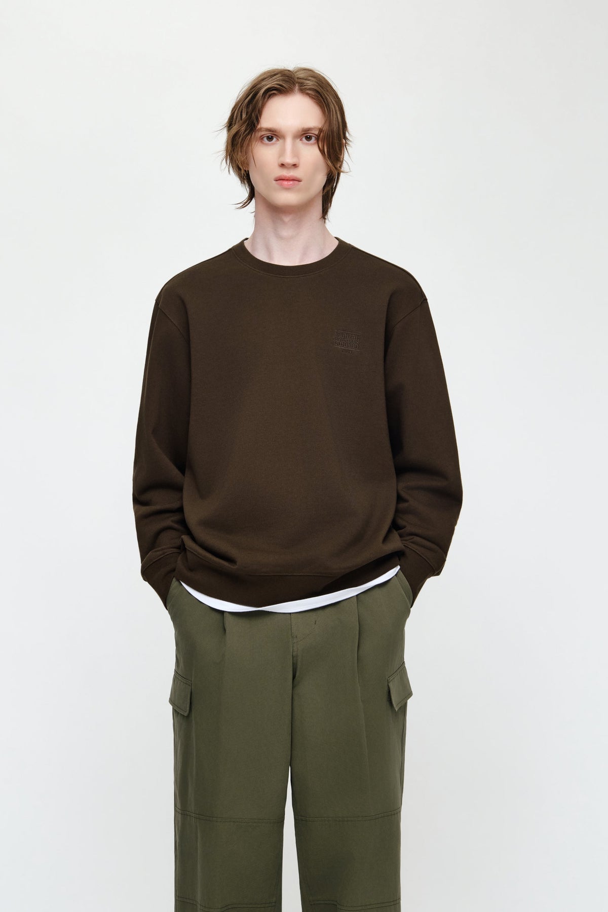 Small Classic Logo Embroidery Sweatshirt Brown