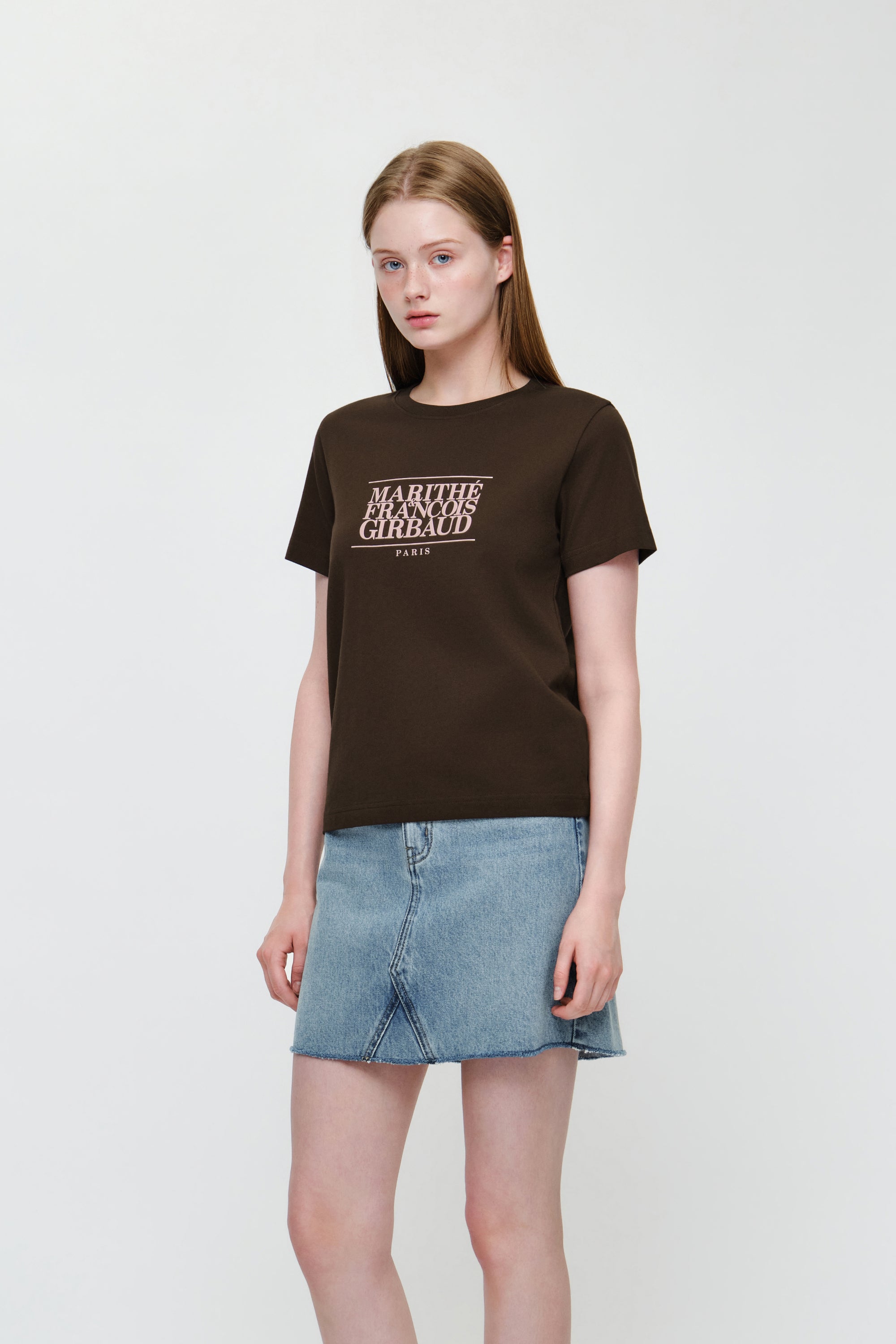 W Classic Logo Tee Brown