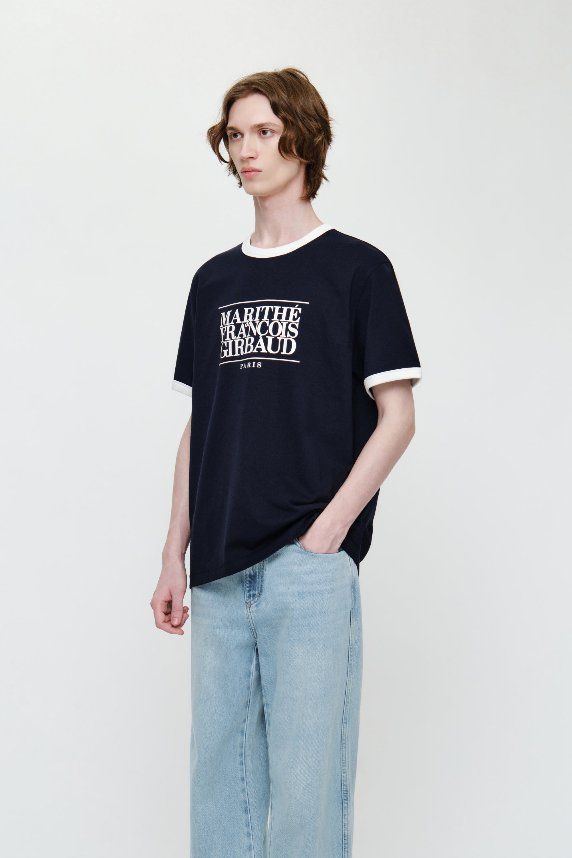 Aerocool Classic Logo Ringer Tee Navy