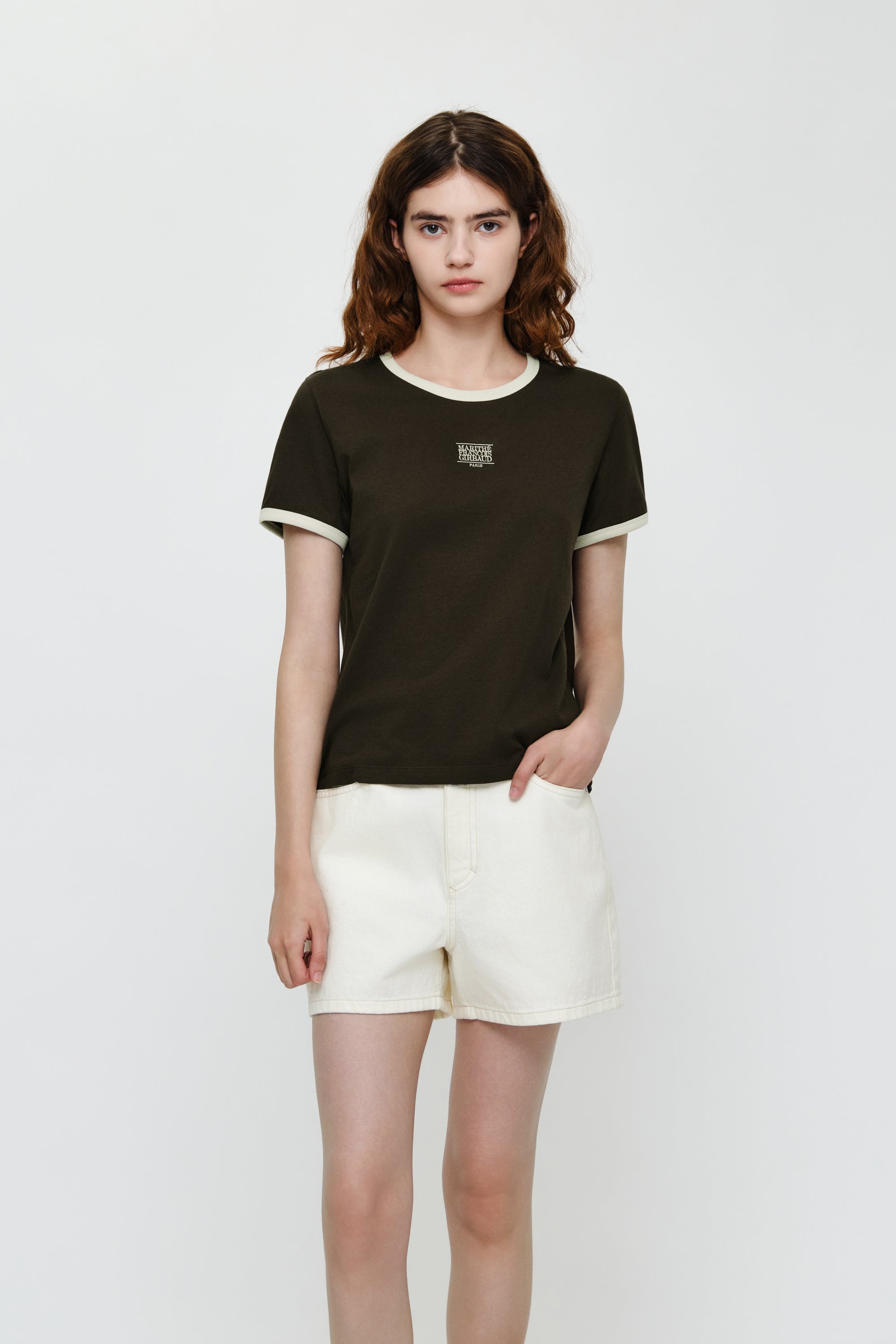 W Classic Logo Ringer Tee Dark Brown