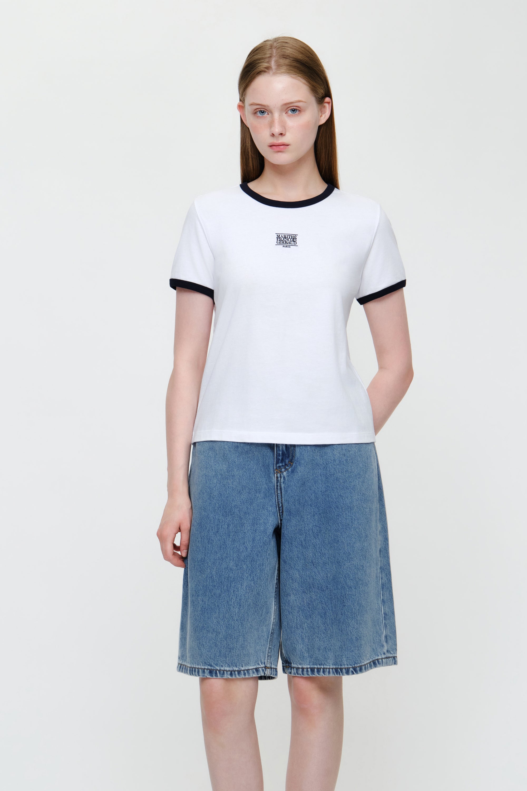 W Classic Logo Ringer Tee White