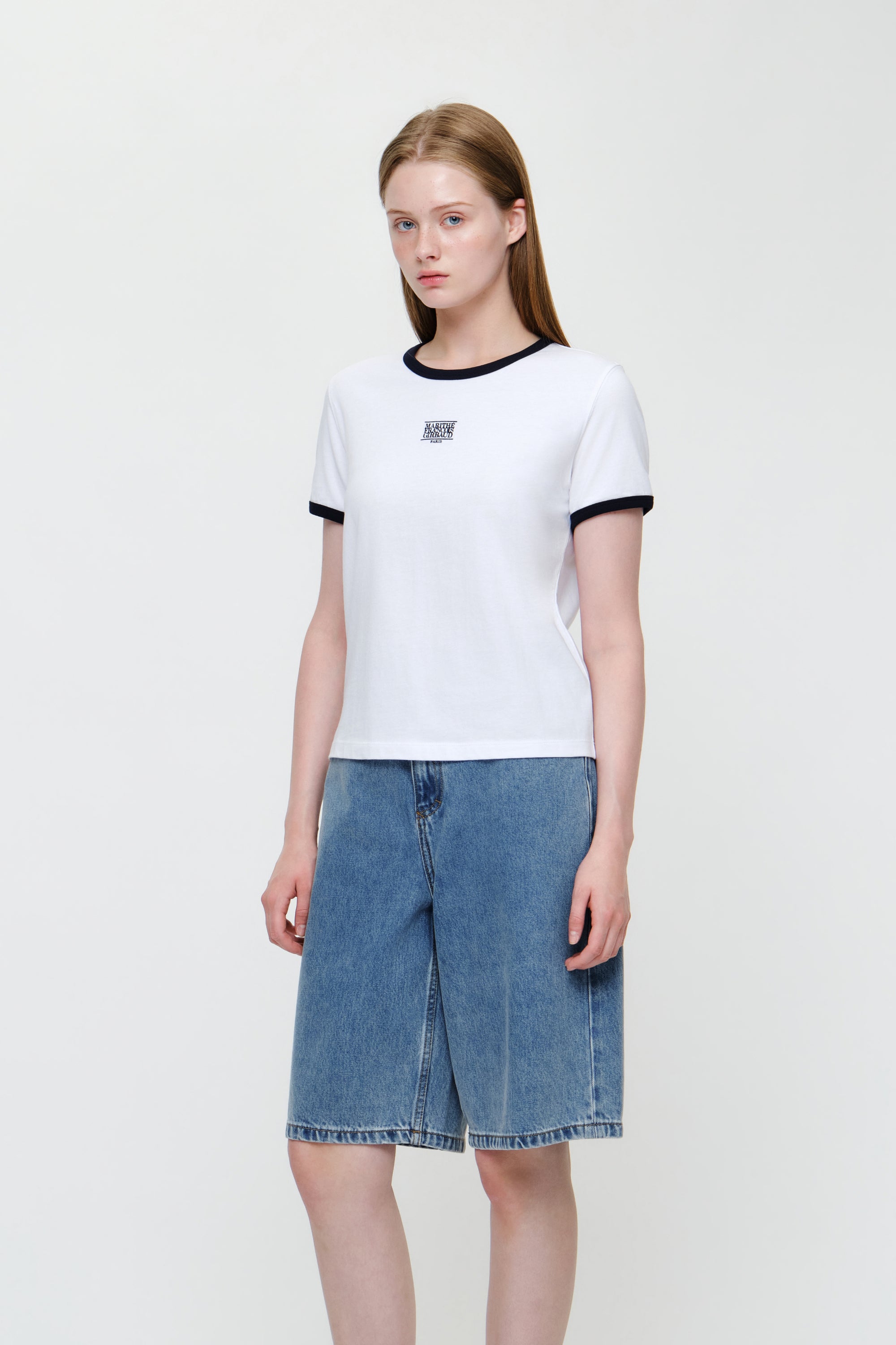 W Classic Logo Ringer Tee White
