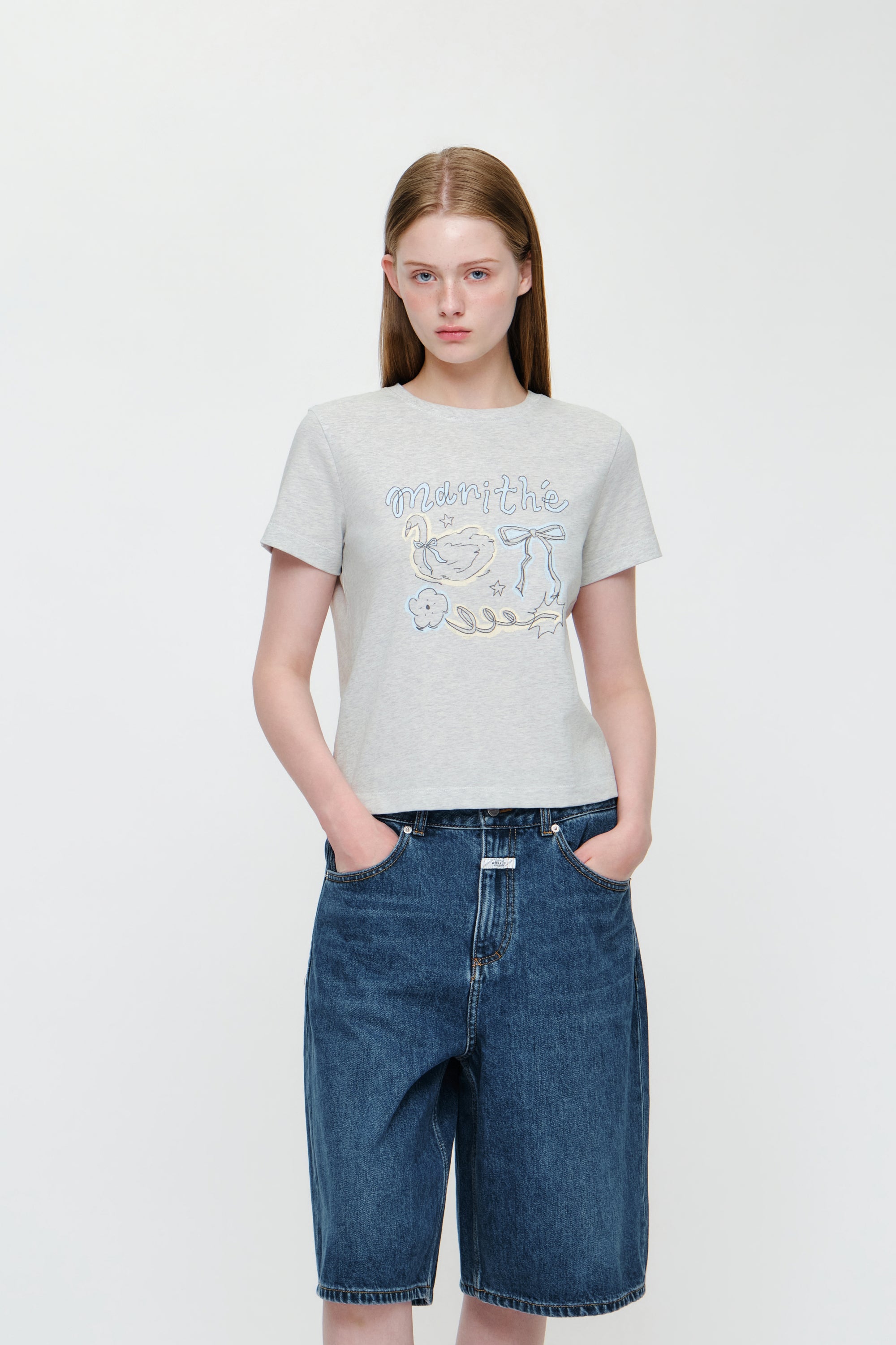 W Swan Graphic Tee Light Heather Gray