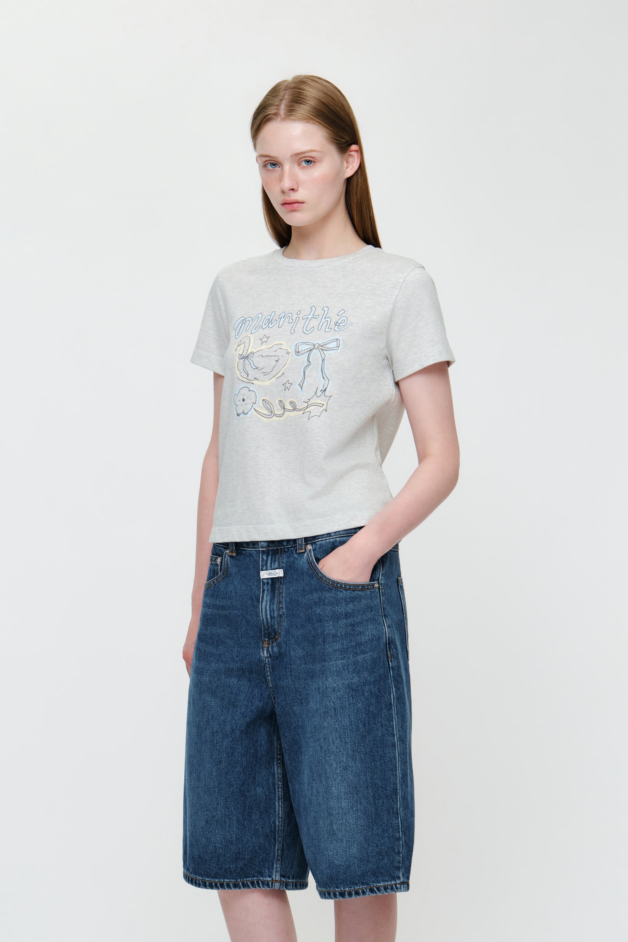W Swan Graphic Tee Light Heather Gray