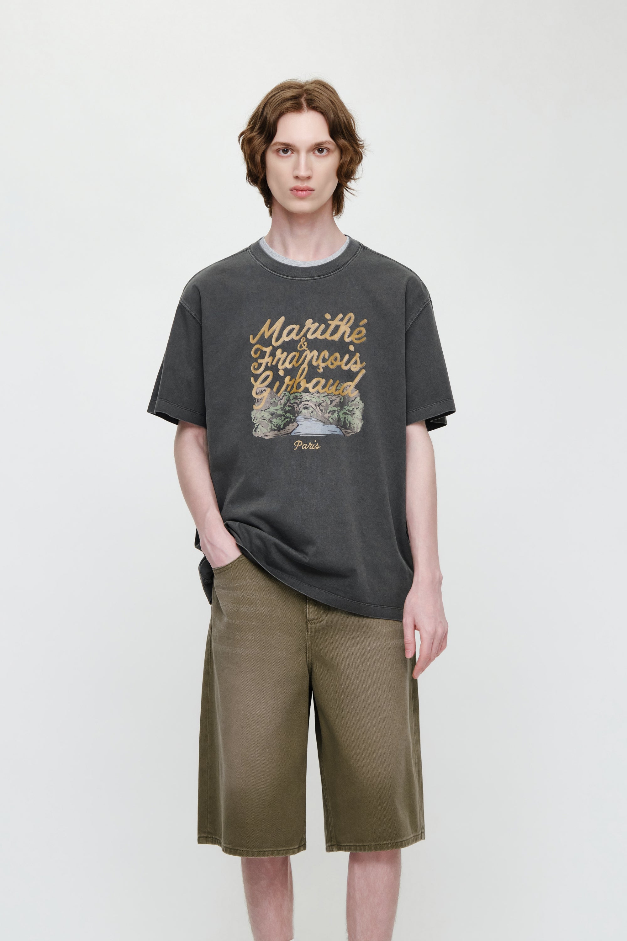 Vintage Drawing Ardeche Oversized Tee Charcoal