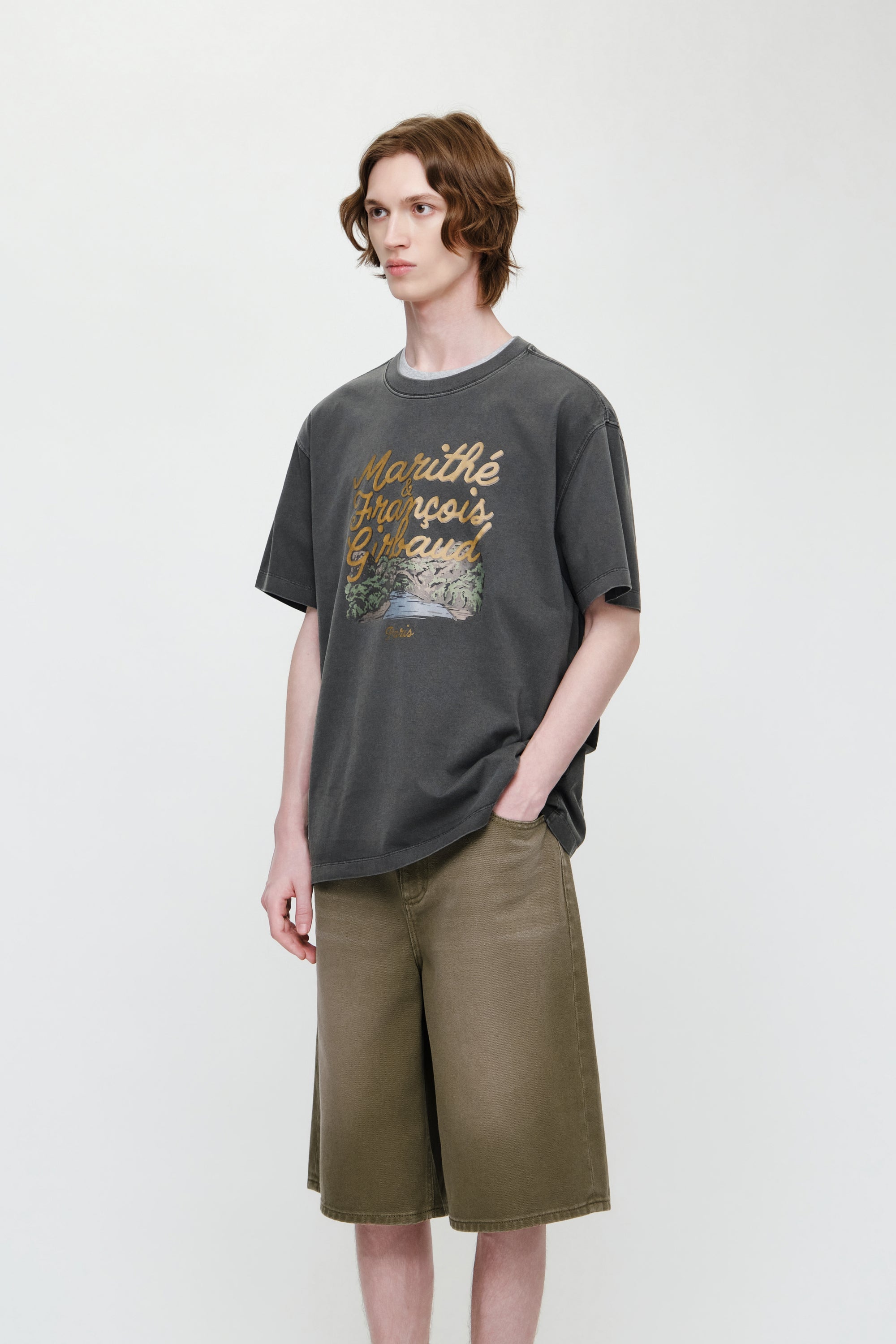 Vintage Drawing Ardeche Oversized Tee Charcoal