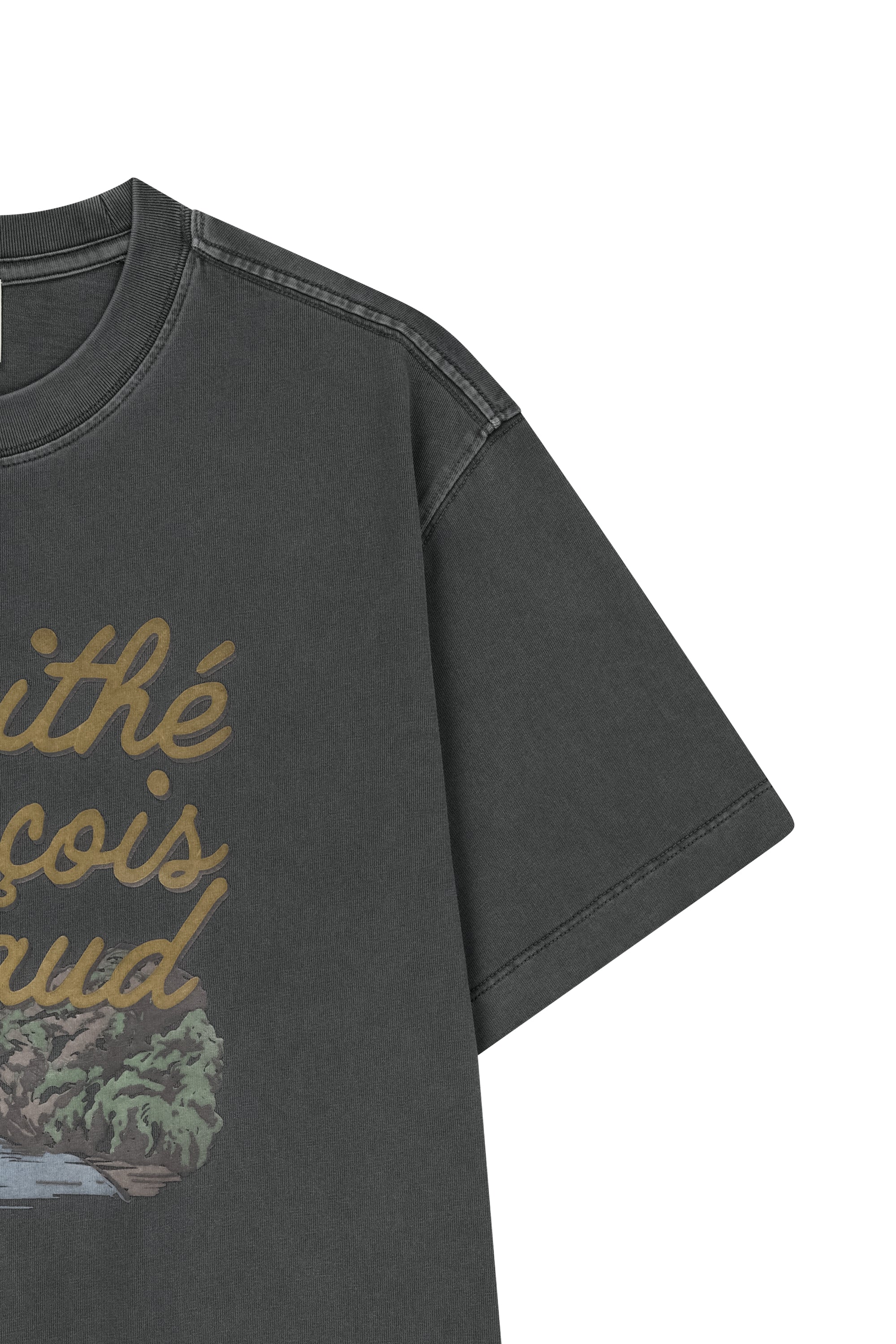 Vintage Drawing Ardeche Oversized Tee Charcoal