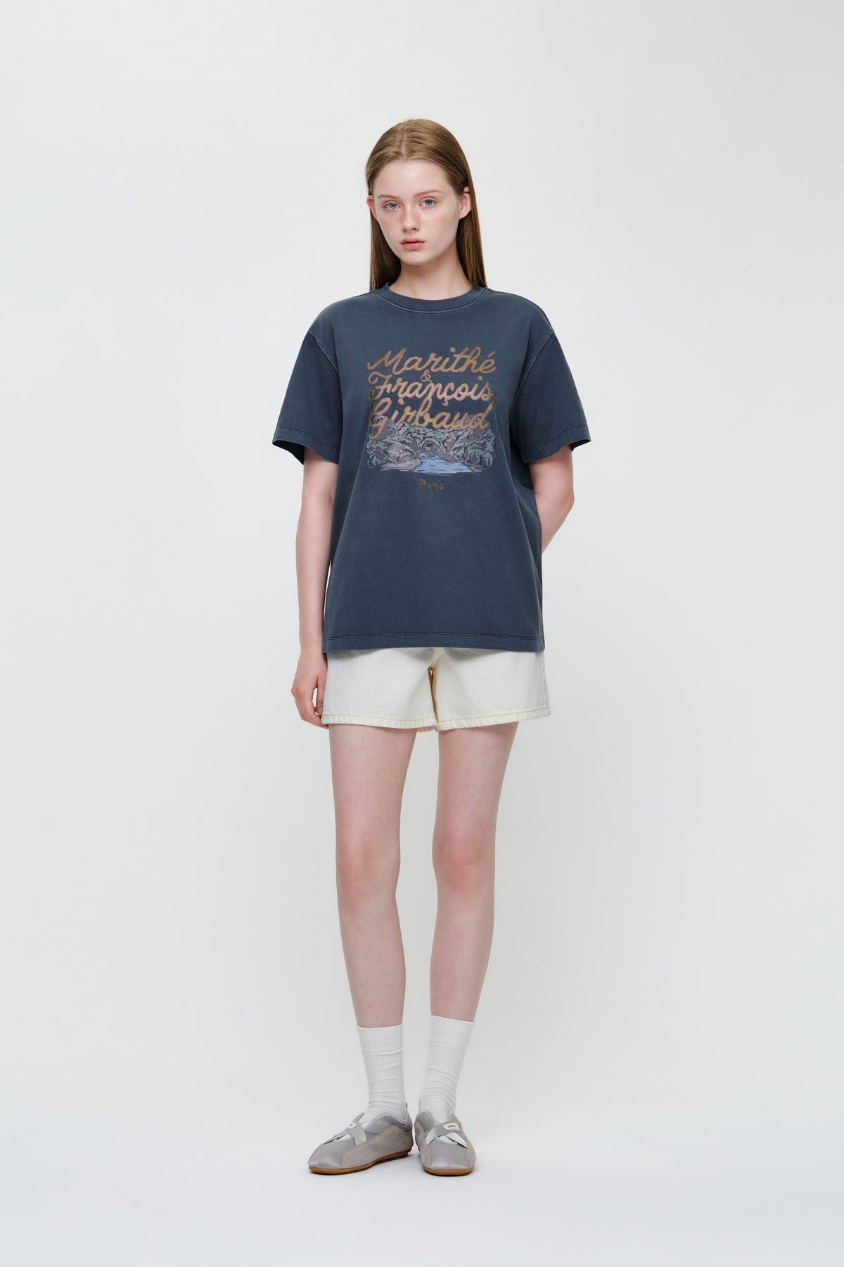 Vintage Drawing Ardeche Oversized Tee Vintage Blue