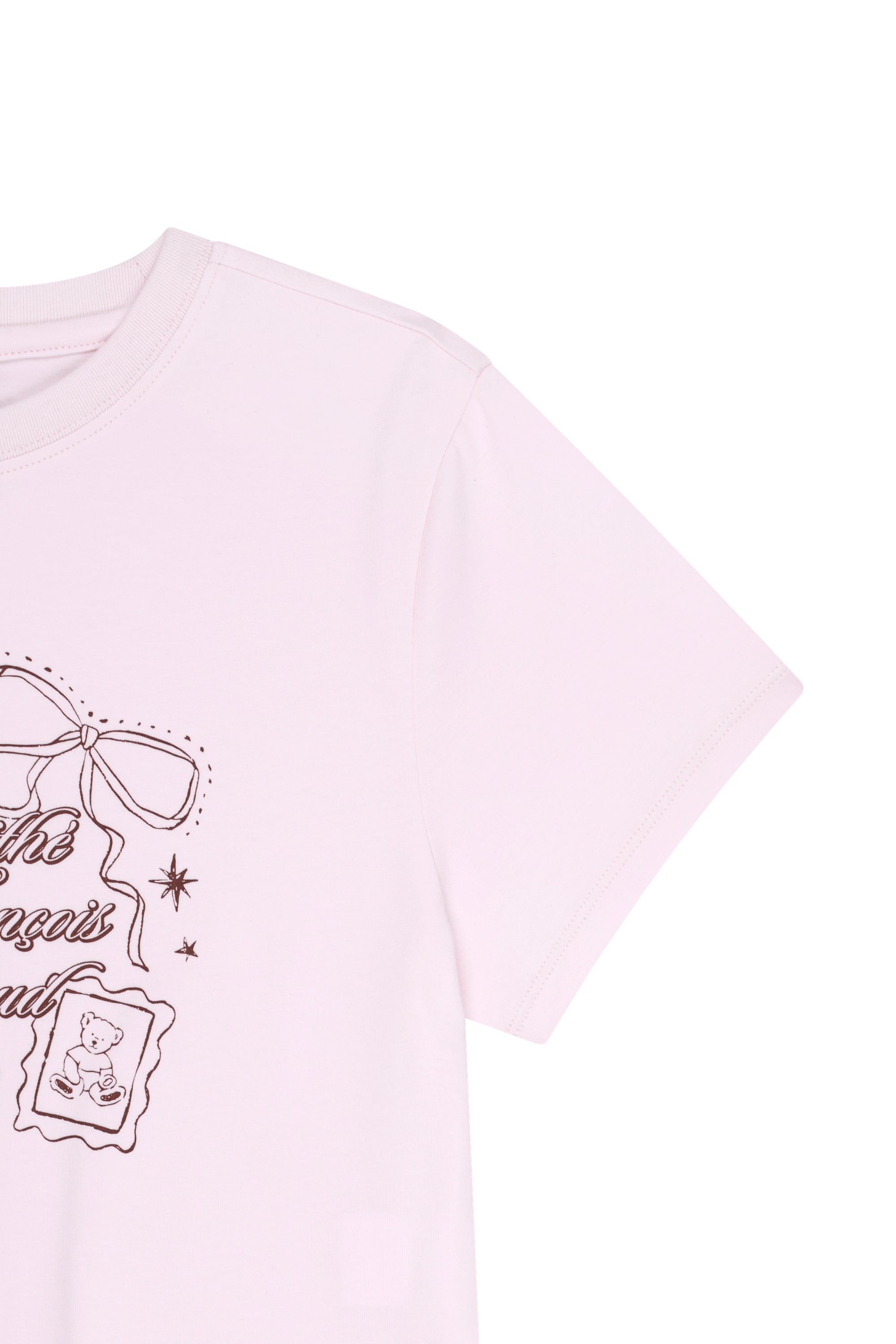 W Ribbon Logo Slim Fit Crop Tee Light Pink