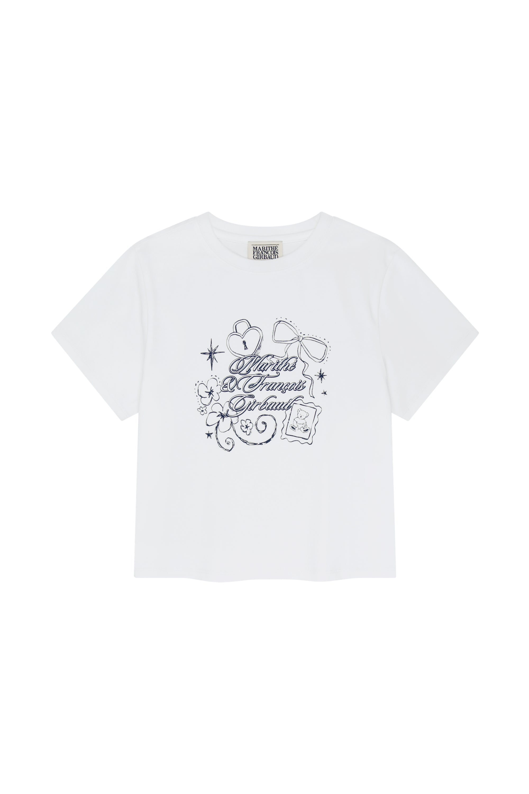 W Ribbon Logo Slim Fit Crop Tee Charcoal