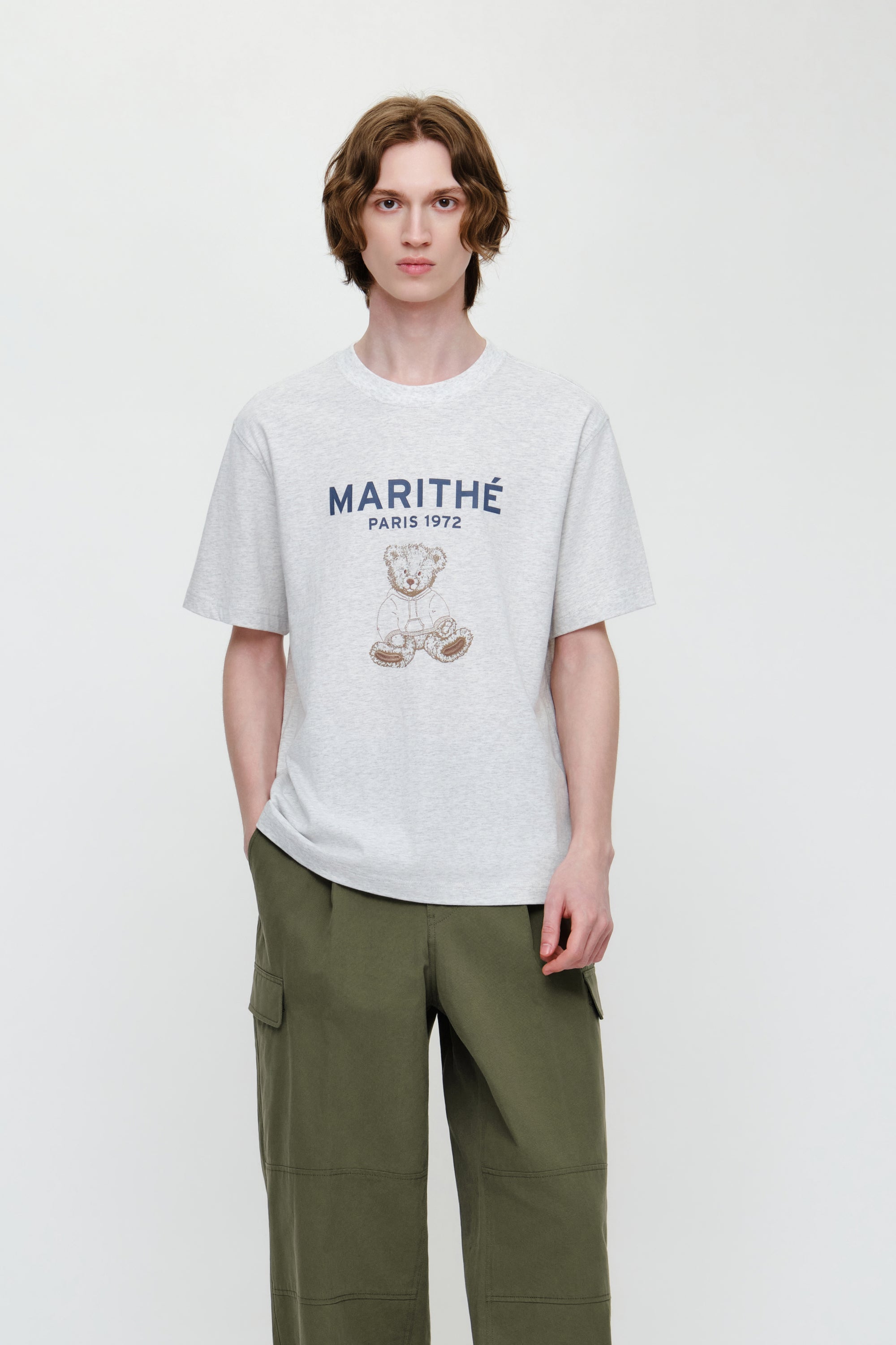 Doodle Bear Tee Light Heather Gray