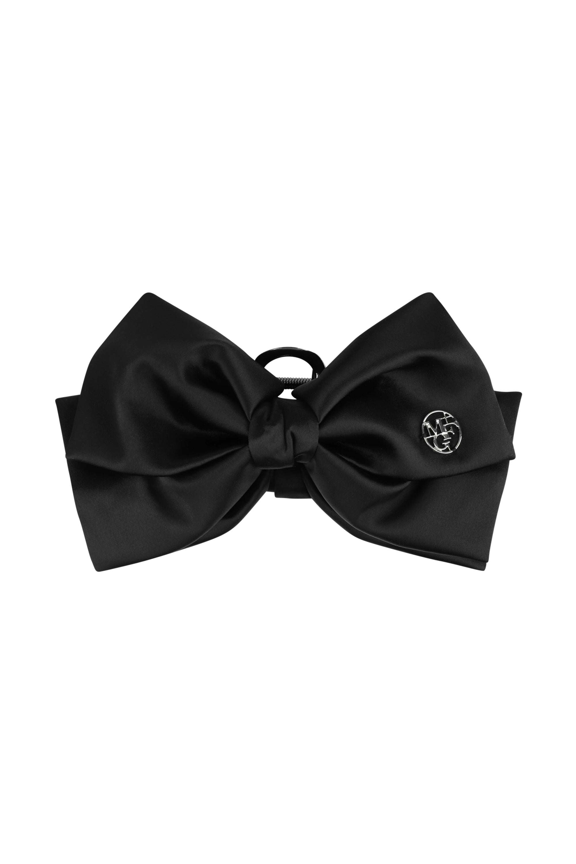 Circle Logo Ribbon Hair Clip Black