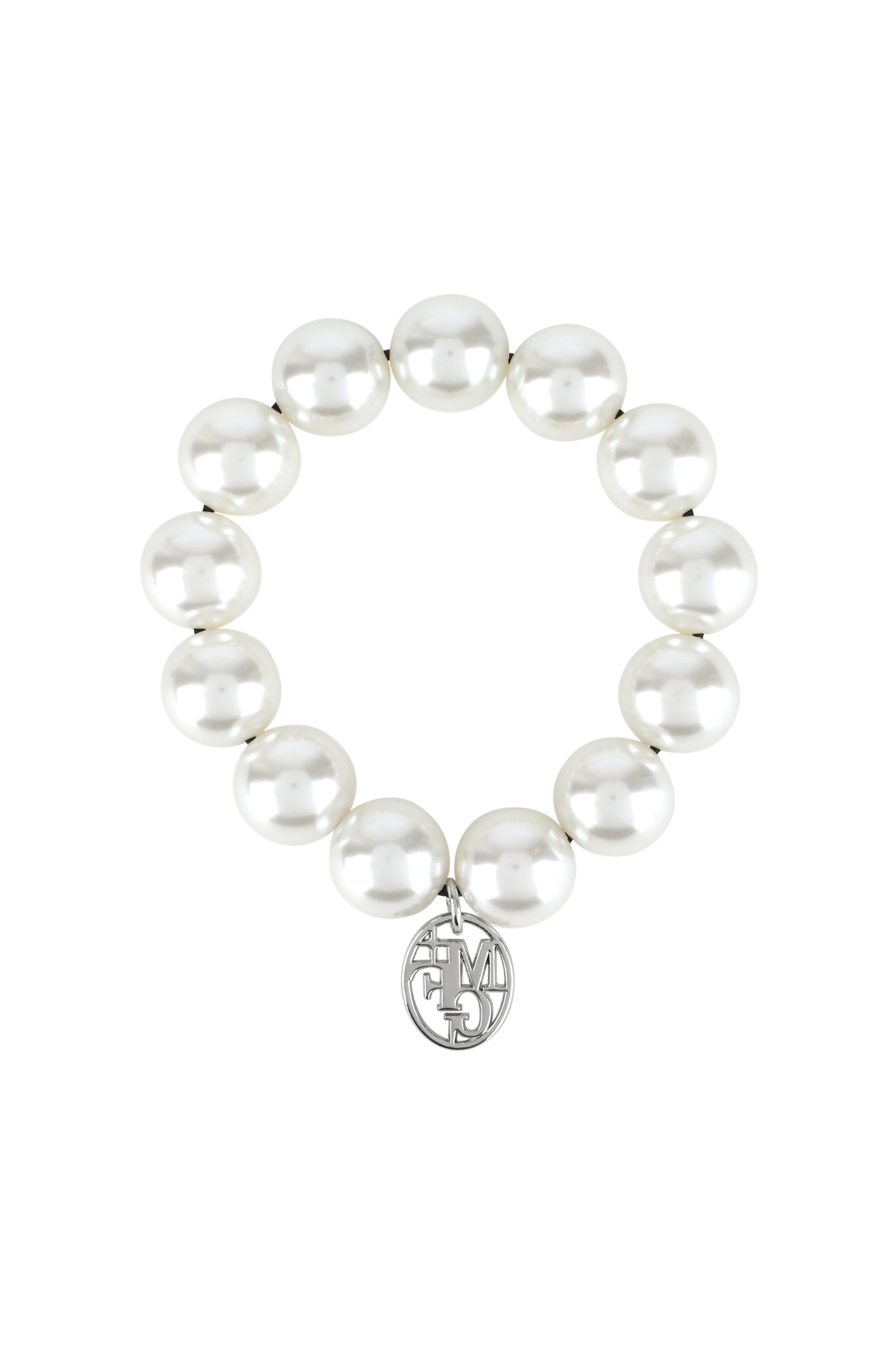 Pearl Silver Ball Scrunchie Ivory