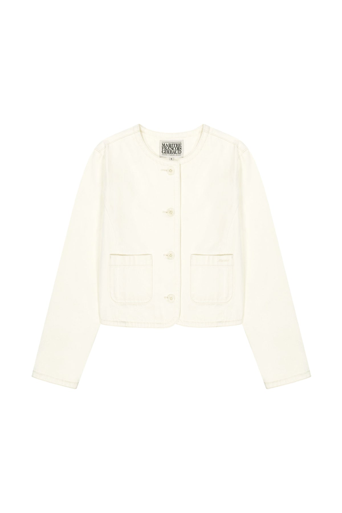 W Round Neck Denim Jacket Ecru