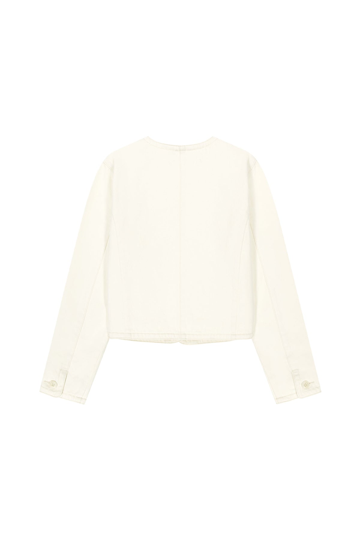 W Round Neck Denim Jacket Ecru