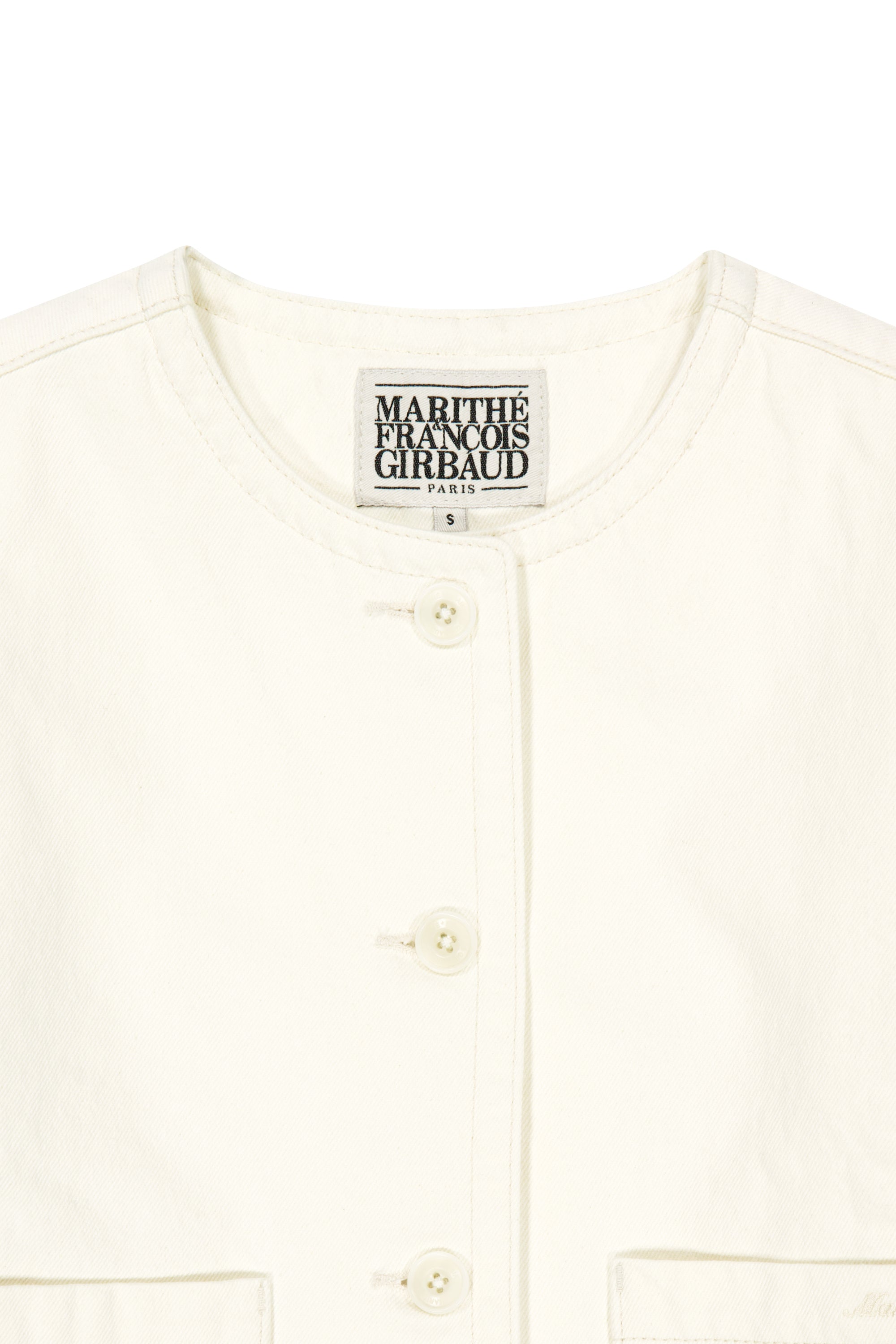 W Round Neck Denim Jacket Ecru