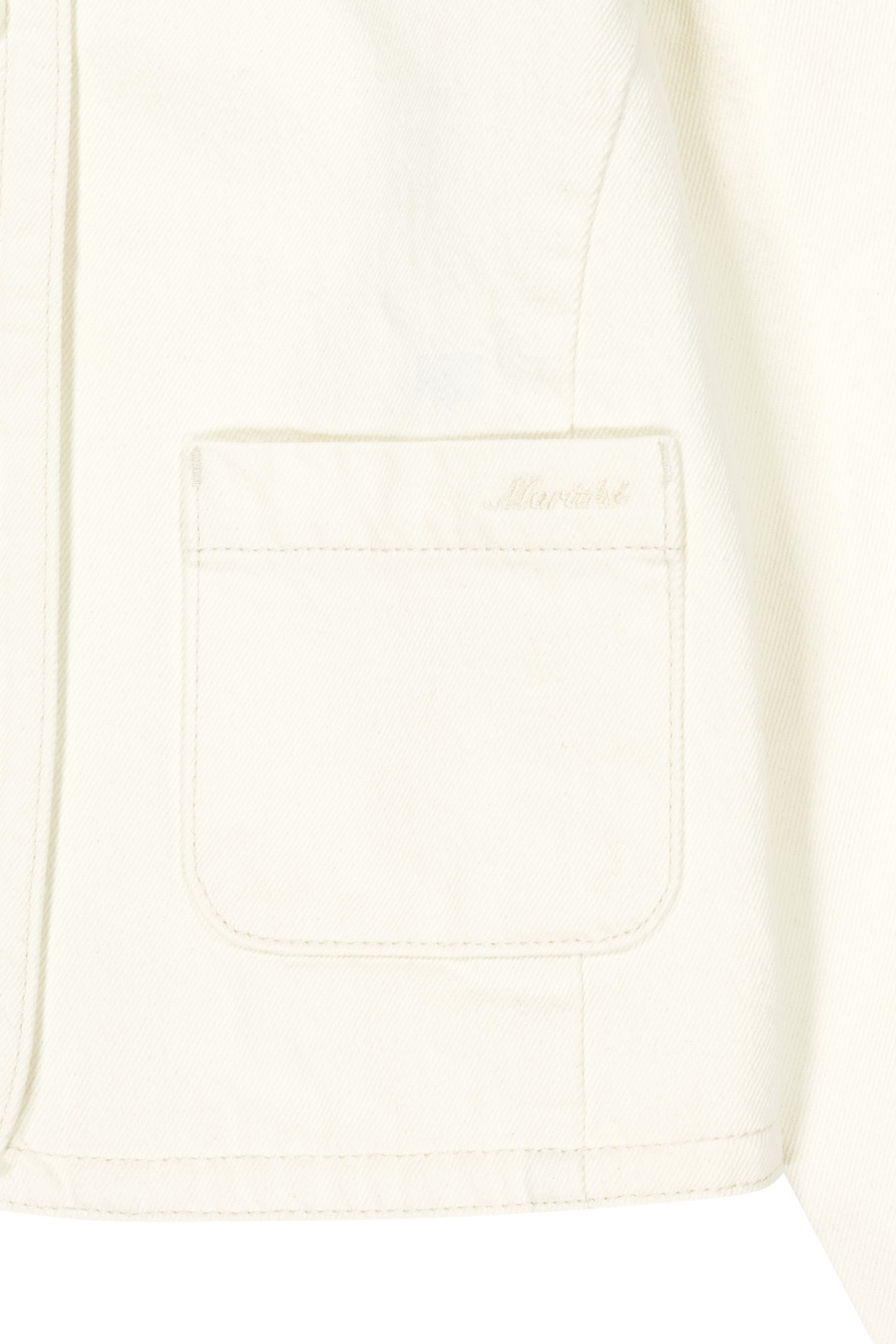 W Round Neck Denim Jacket Ecru