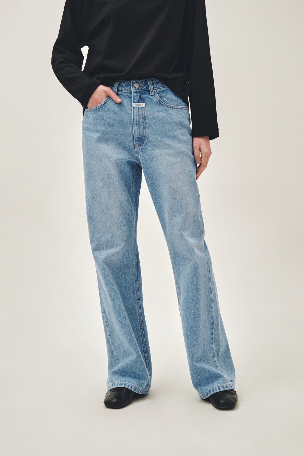 W Relax Boots-Cut Denim Pants Light Blue