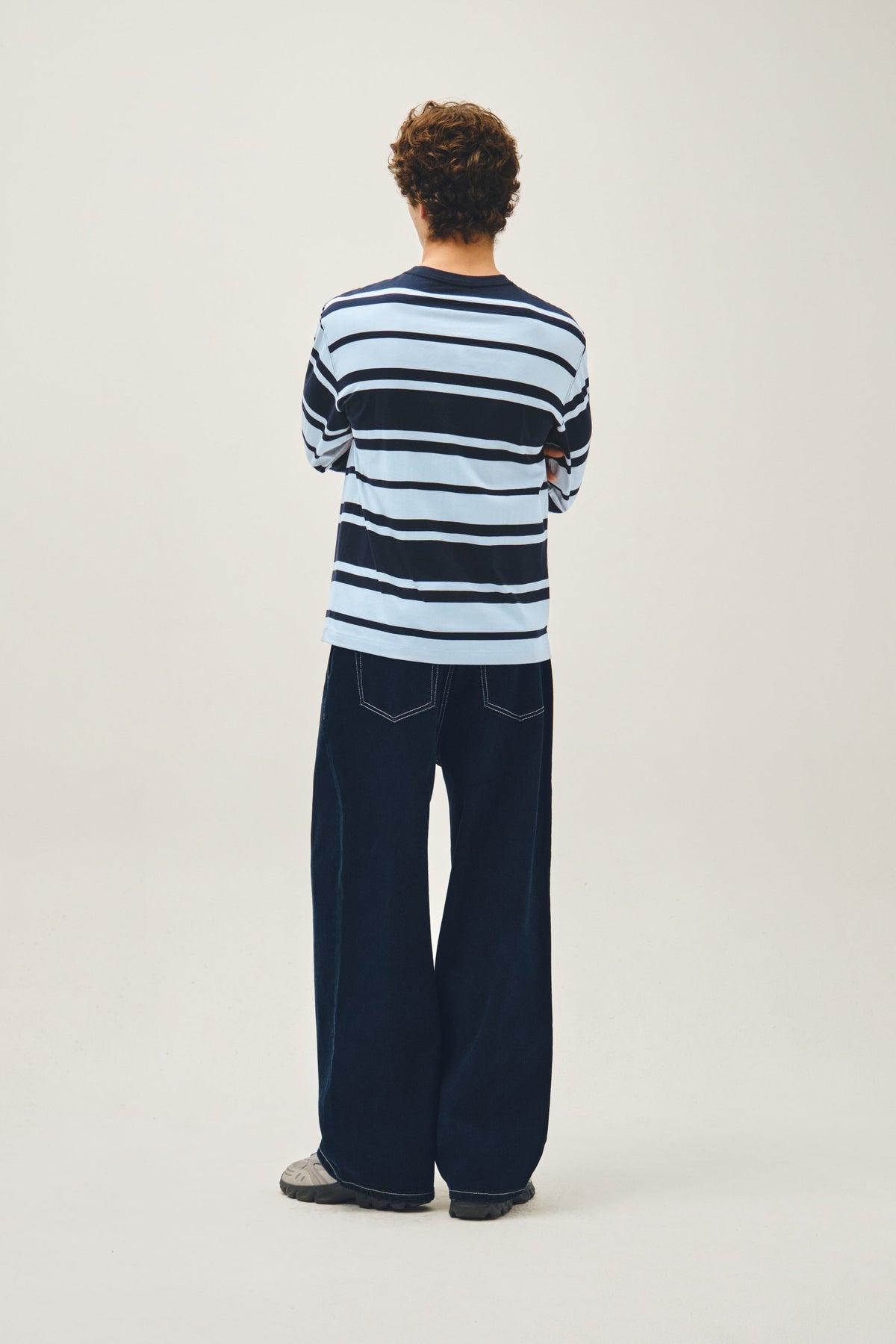 M Low-Waist Wide Denim Pants Dark Blue