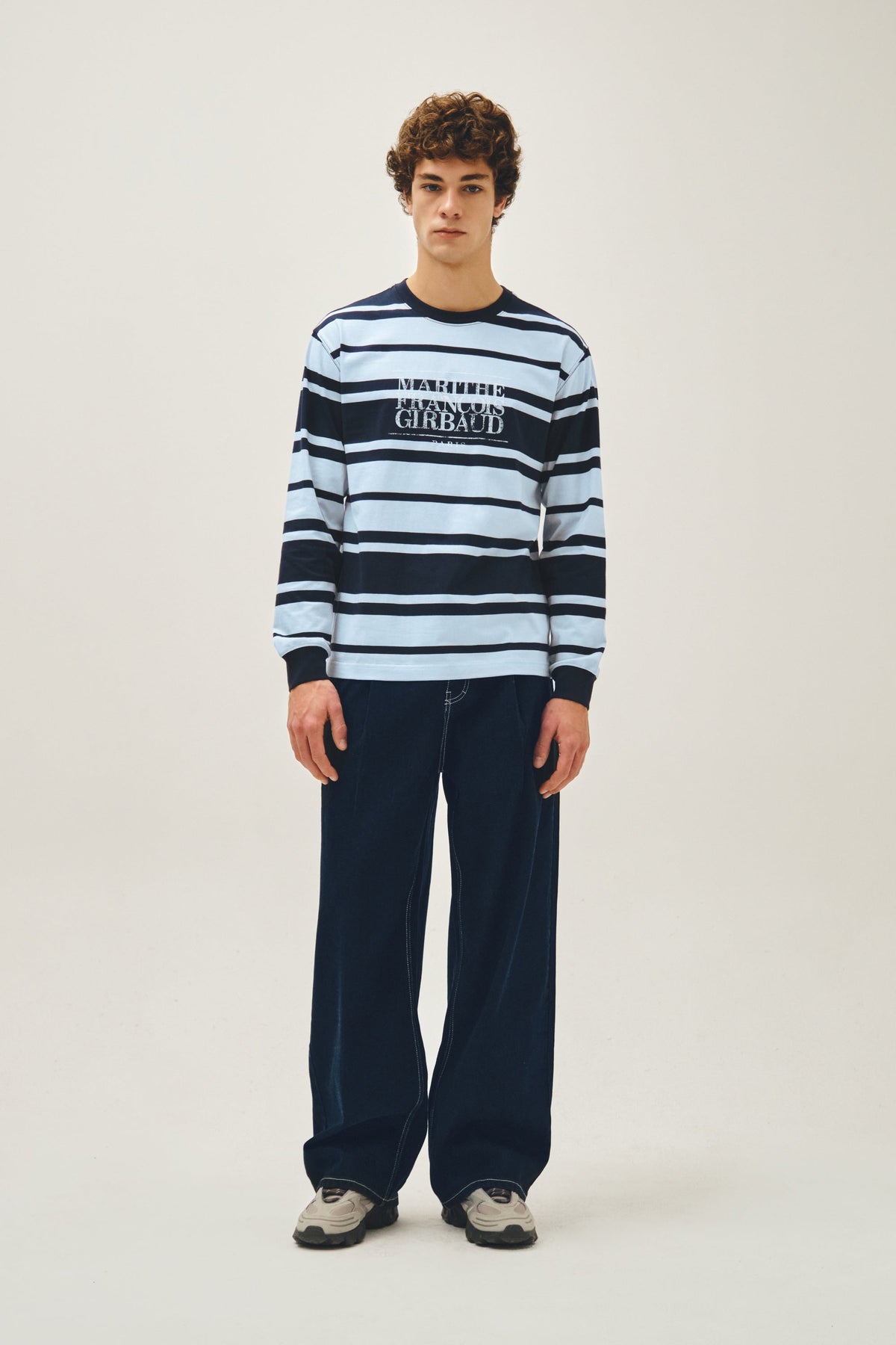 M Low-Waist Wide Denim Pants Dark Blue