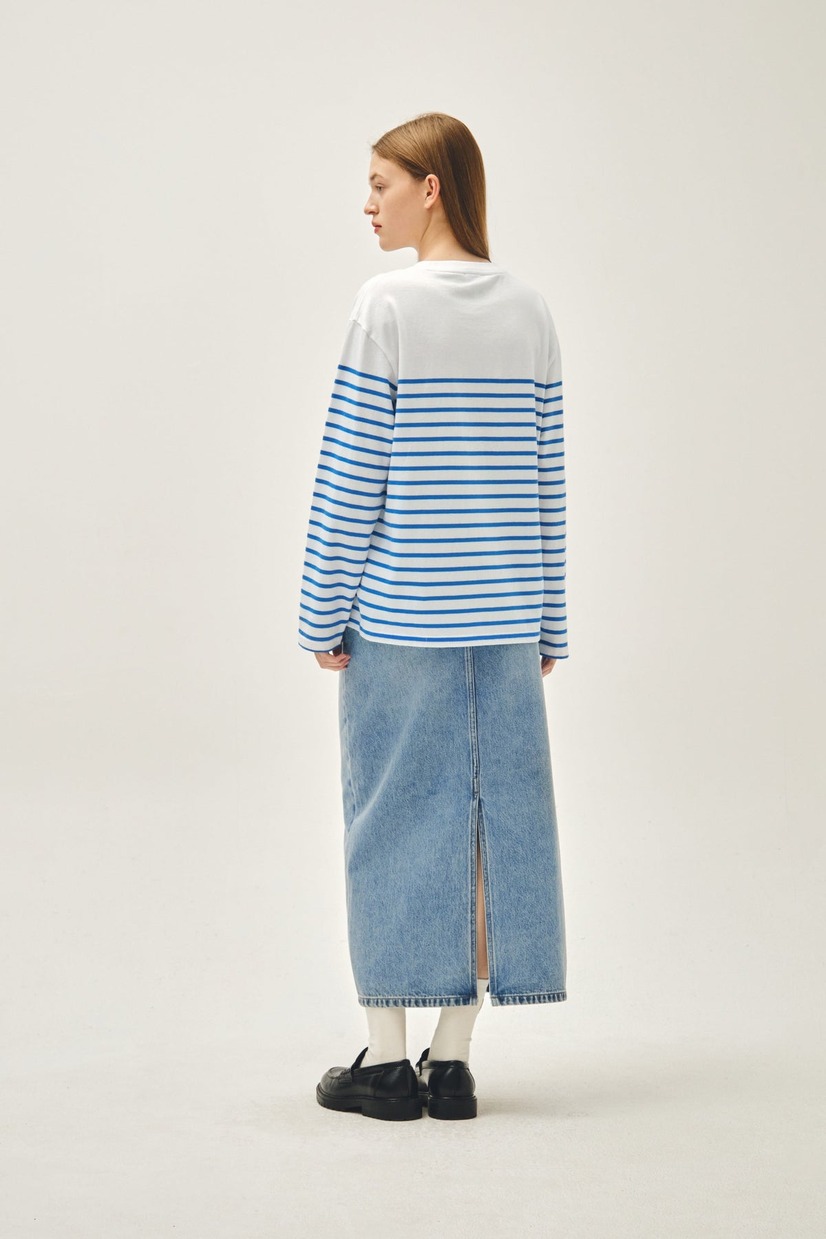 W Denim Maxi Skirt Light Blue