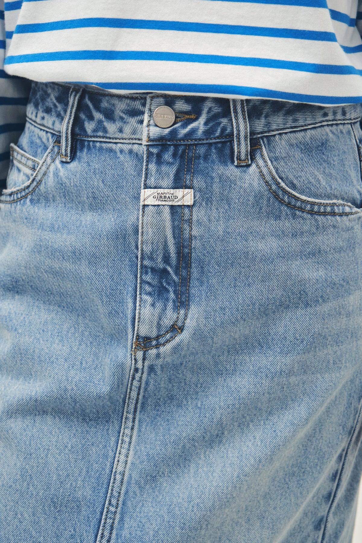 W Denim Maxi Skirt Light Blue