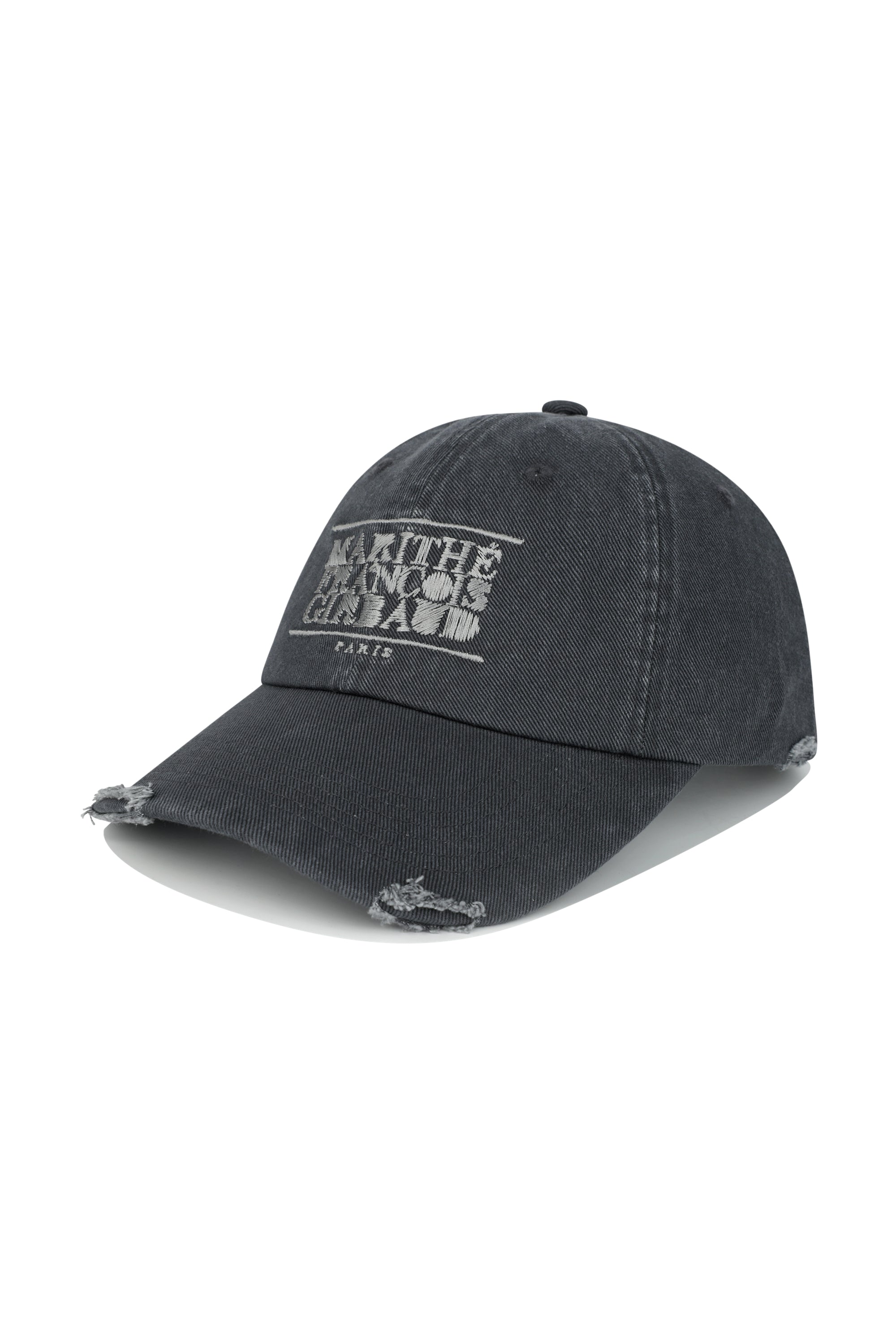 Drawing Classic Logo Damaged Covered Cap Charcoal
