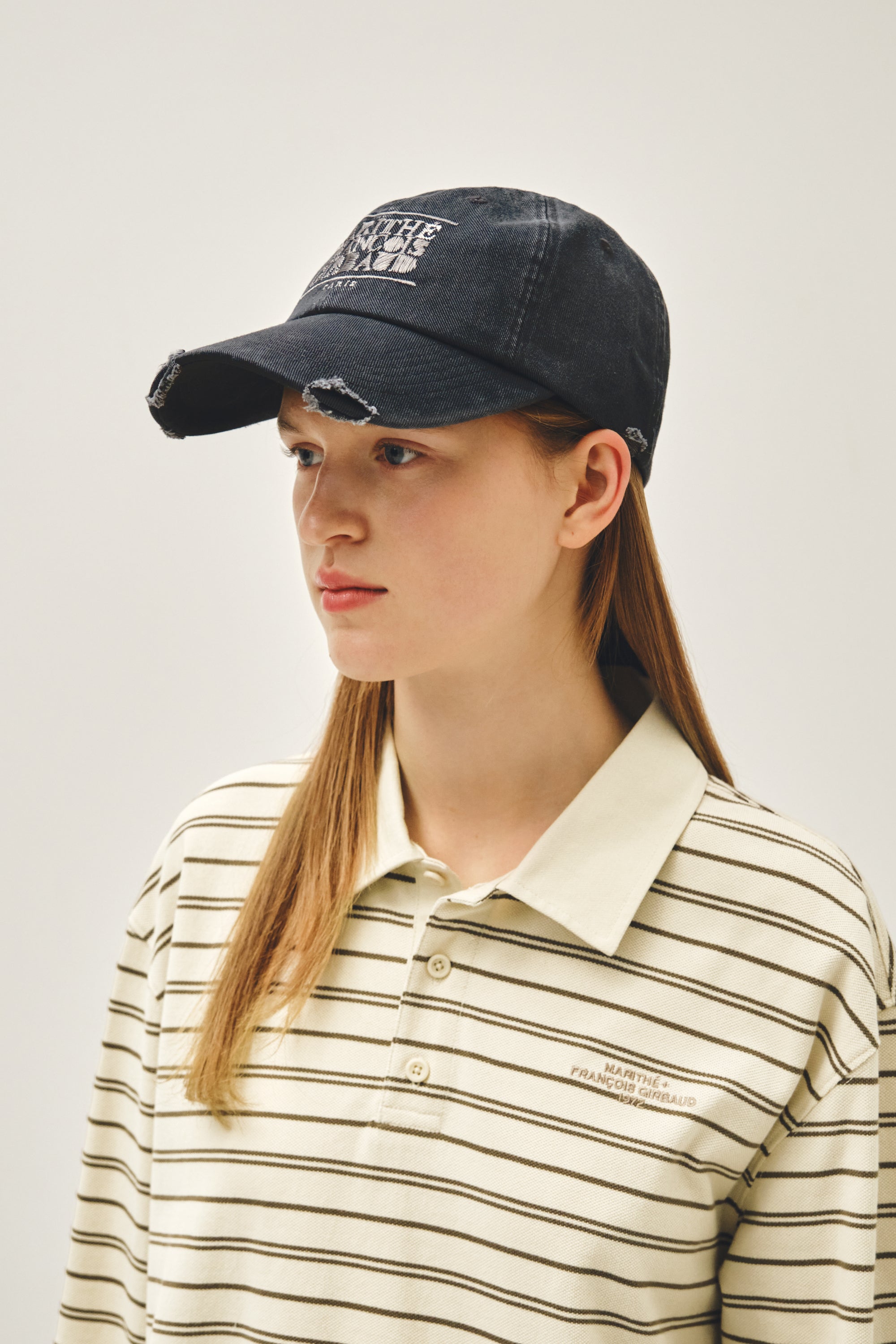 Drawing Classic Logo Damaged Covered Cap Charcoal