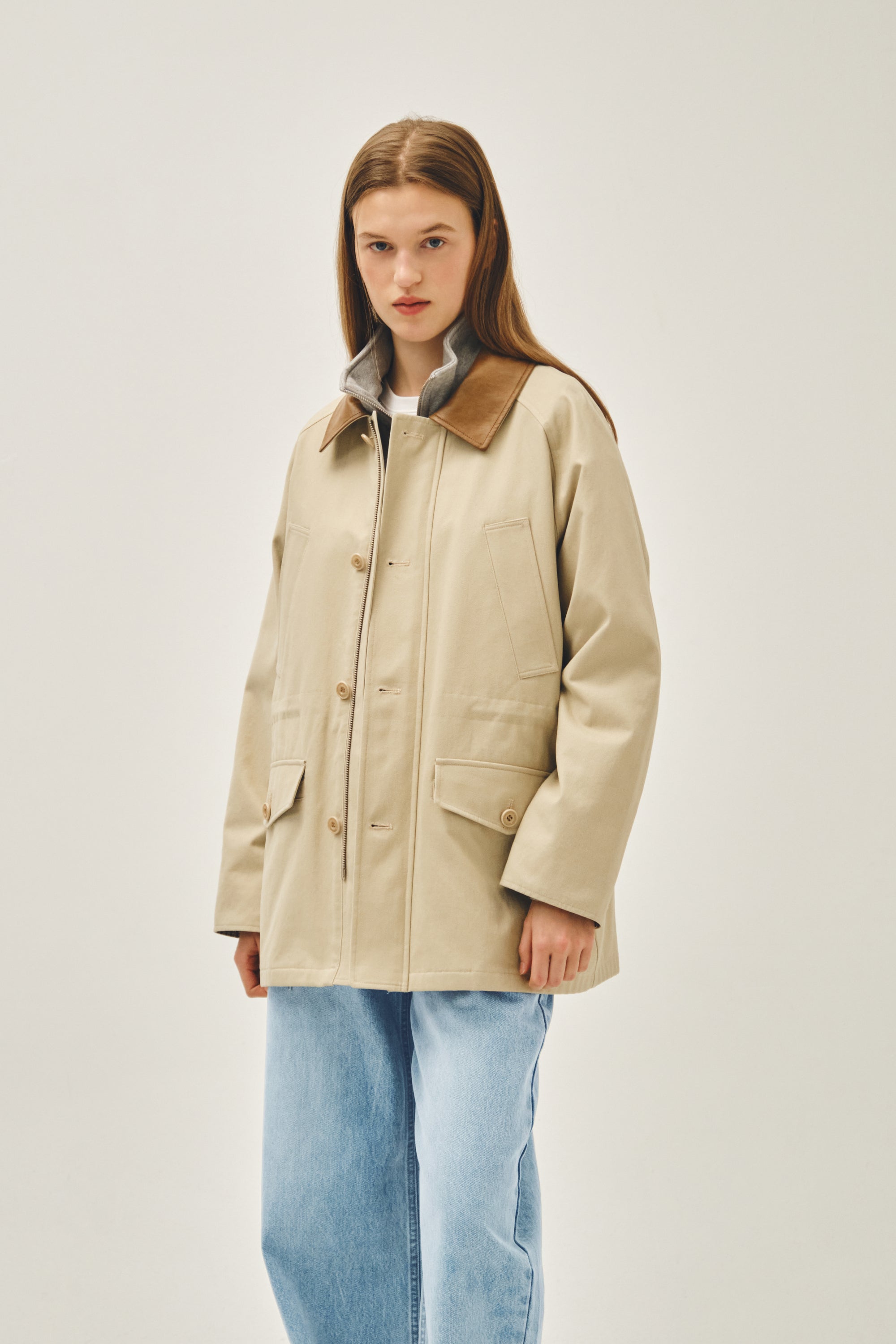Cotton Washed Hunting Jacket Light Beige