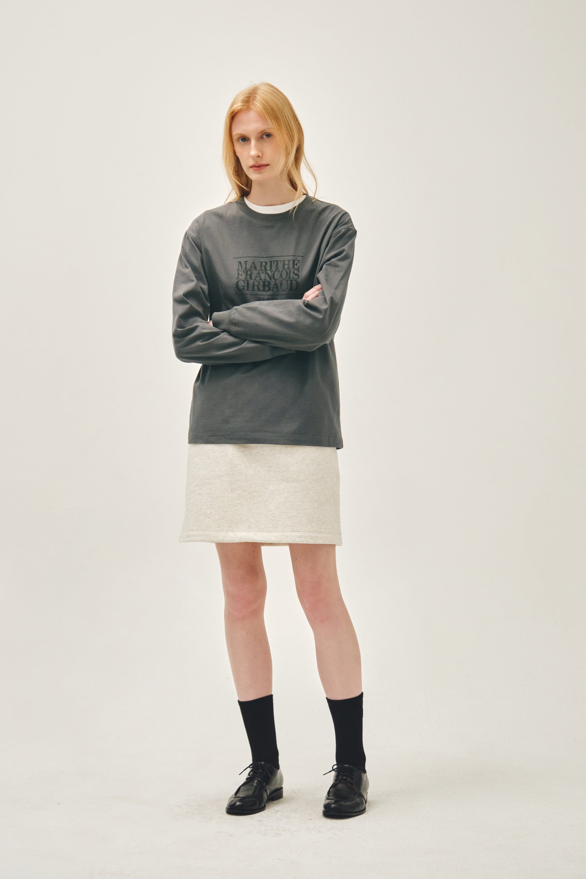 Crack Classic Logo Long Sleeve Tee Charcoal