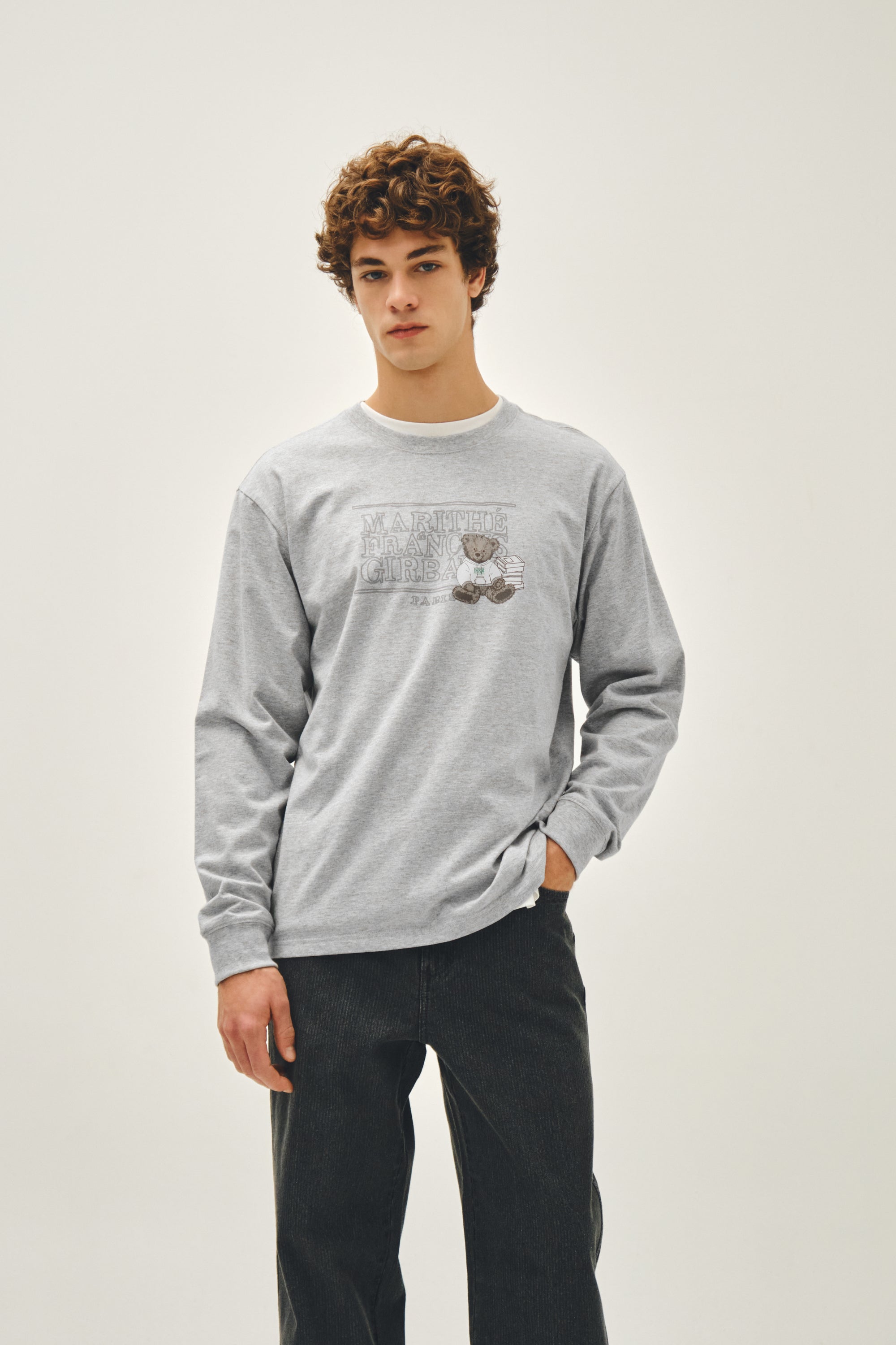 Doodle Classic Logo Long Sleeve Tee Heather Gray