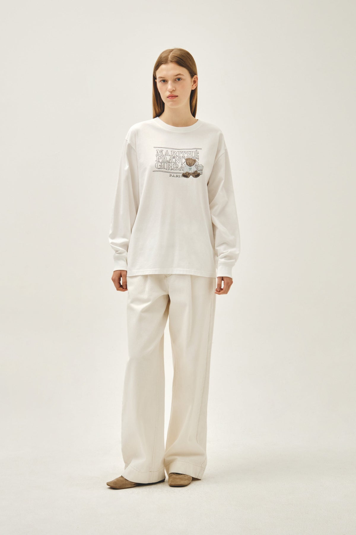Doodle Classic Logo Long Sleeve Tee White