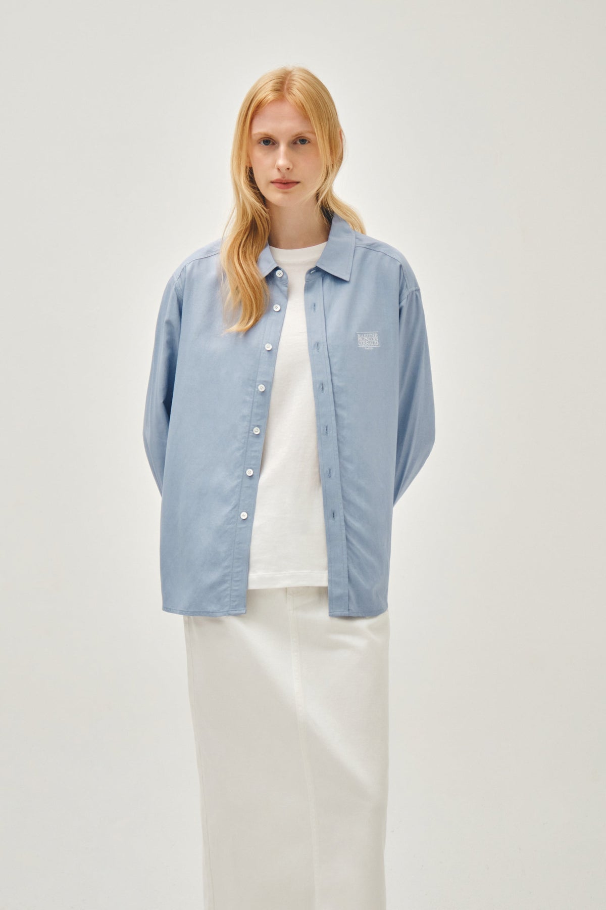 Classic Logo Linen Shirt Sky Blue