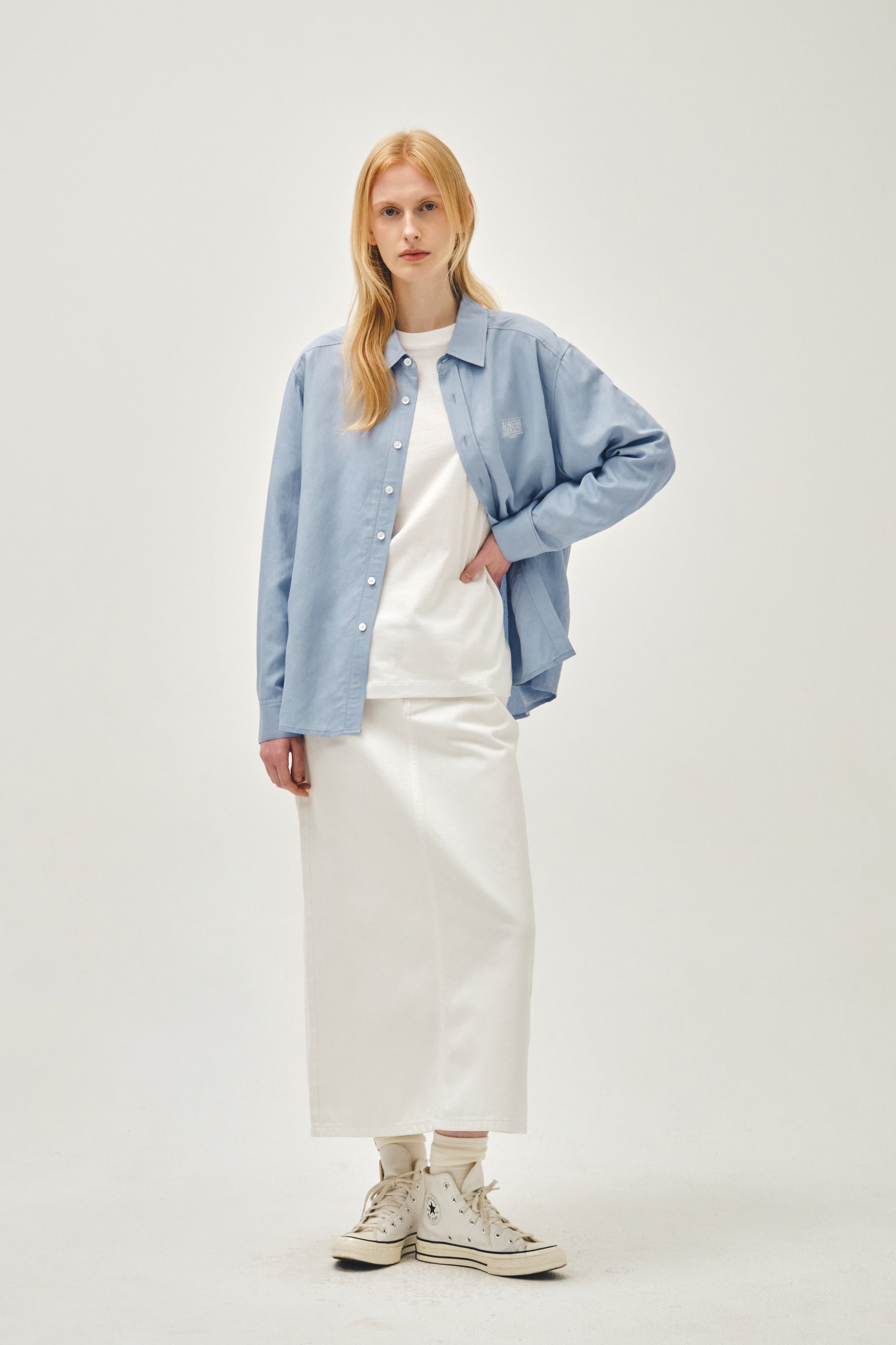 Classic Logo Linen Shirt Sky Blue