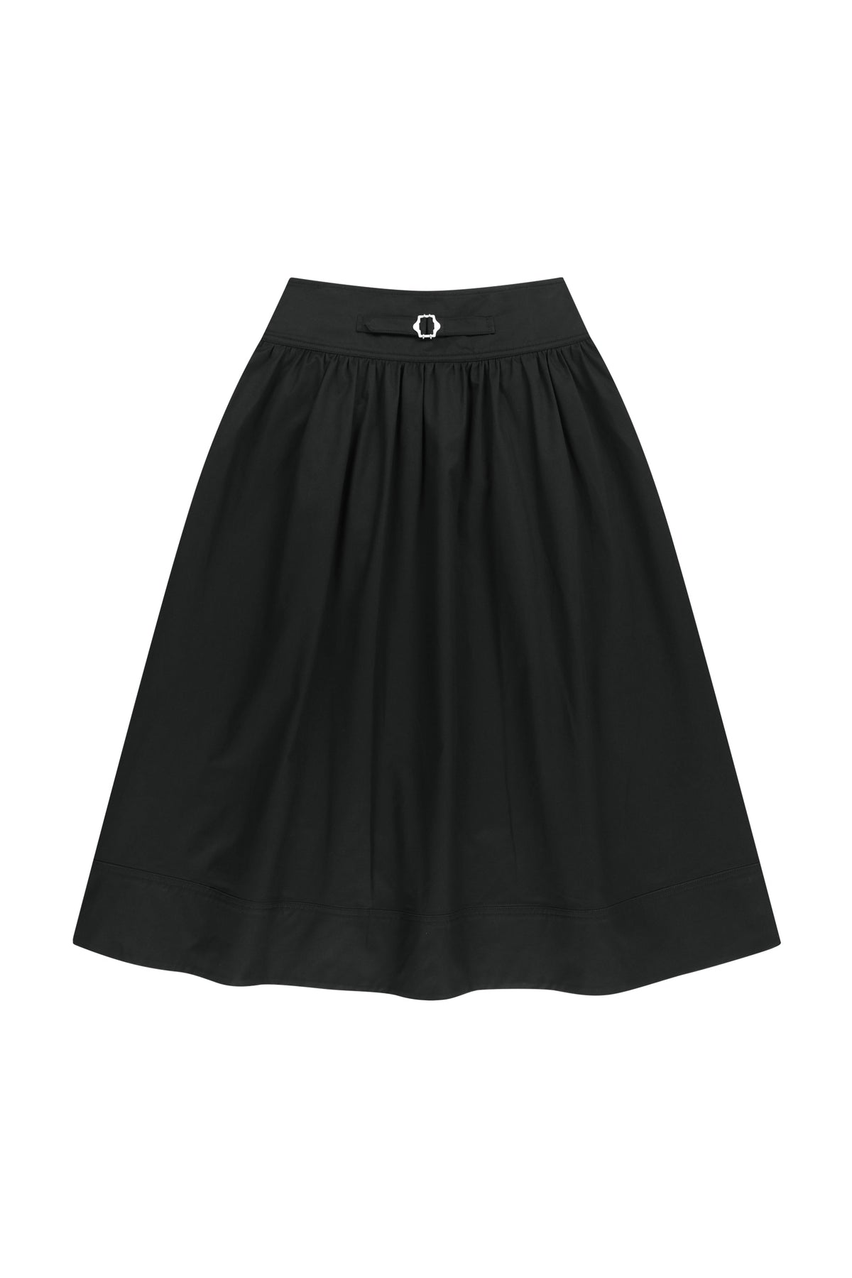 W Cotton Waist Wrinkle Skirt Black