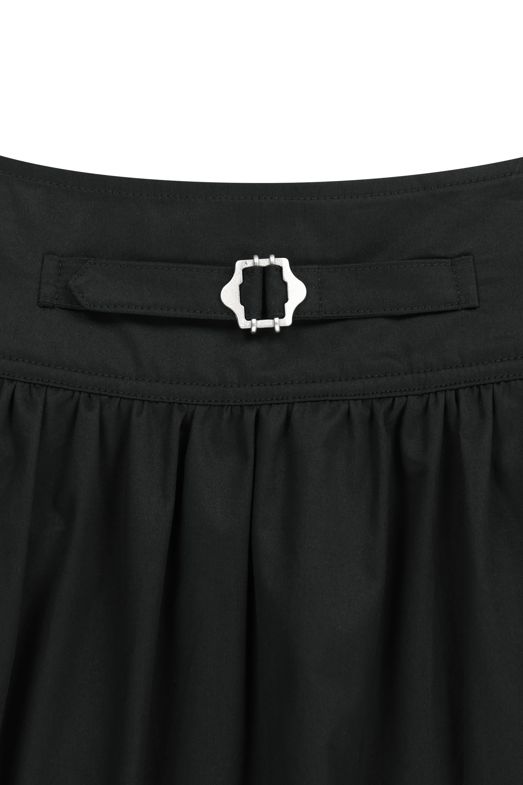W Cotton Waist Wrinkle Skirt Black