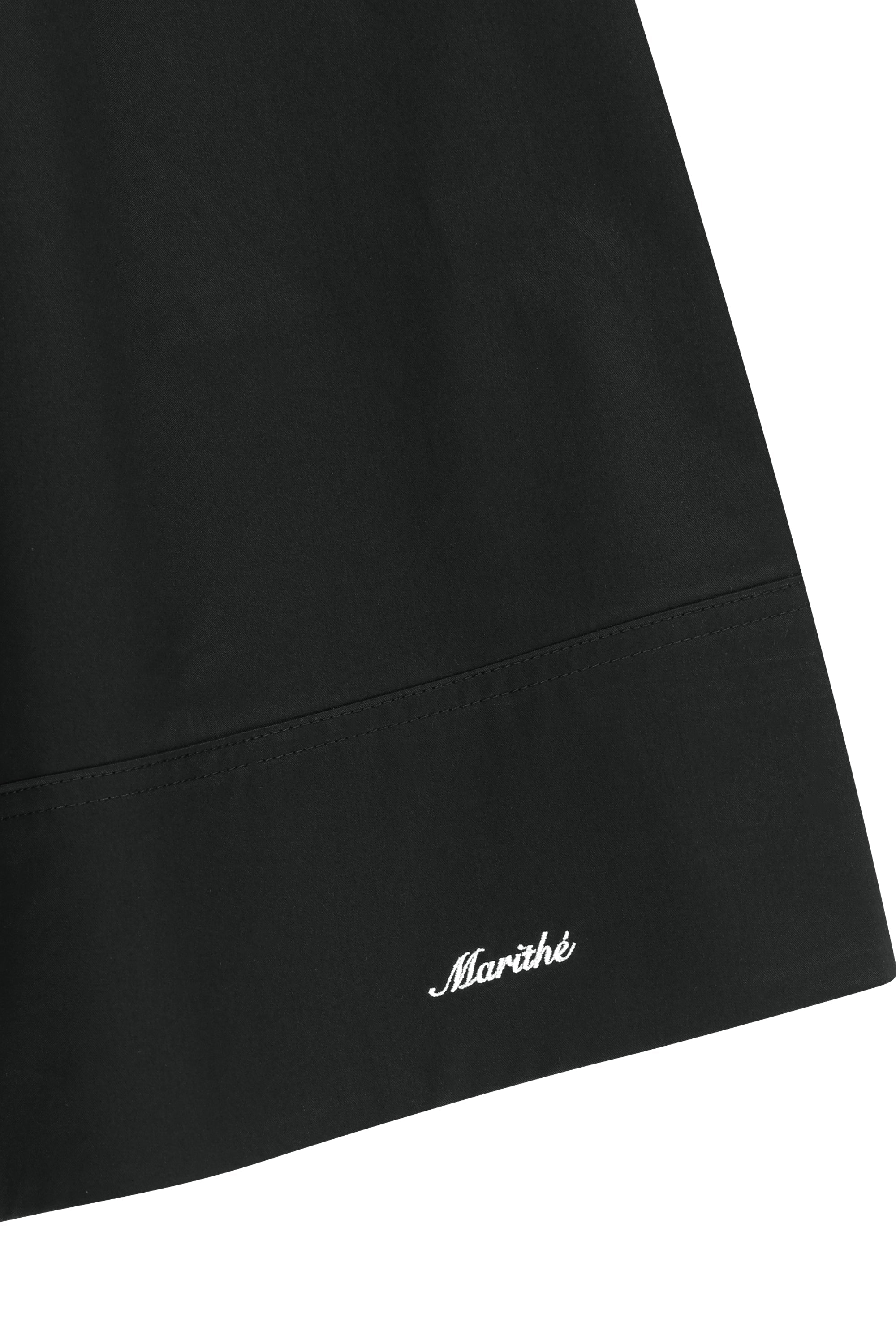 W Cotton Waist Wrinkle Skirt Black