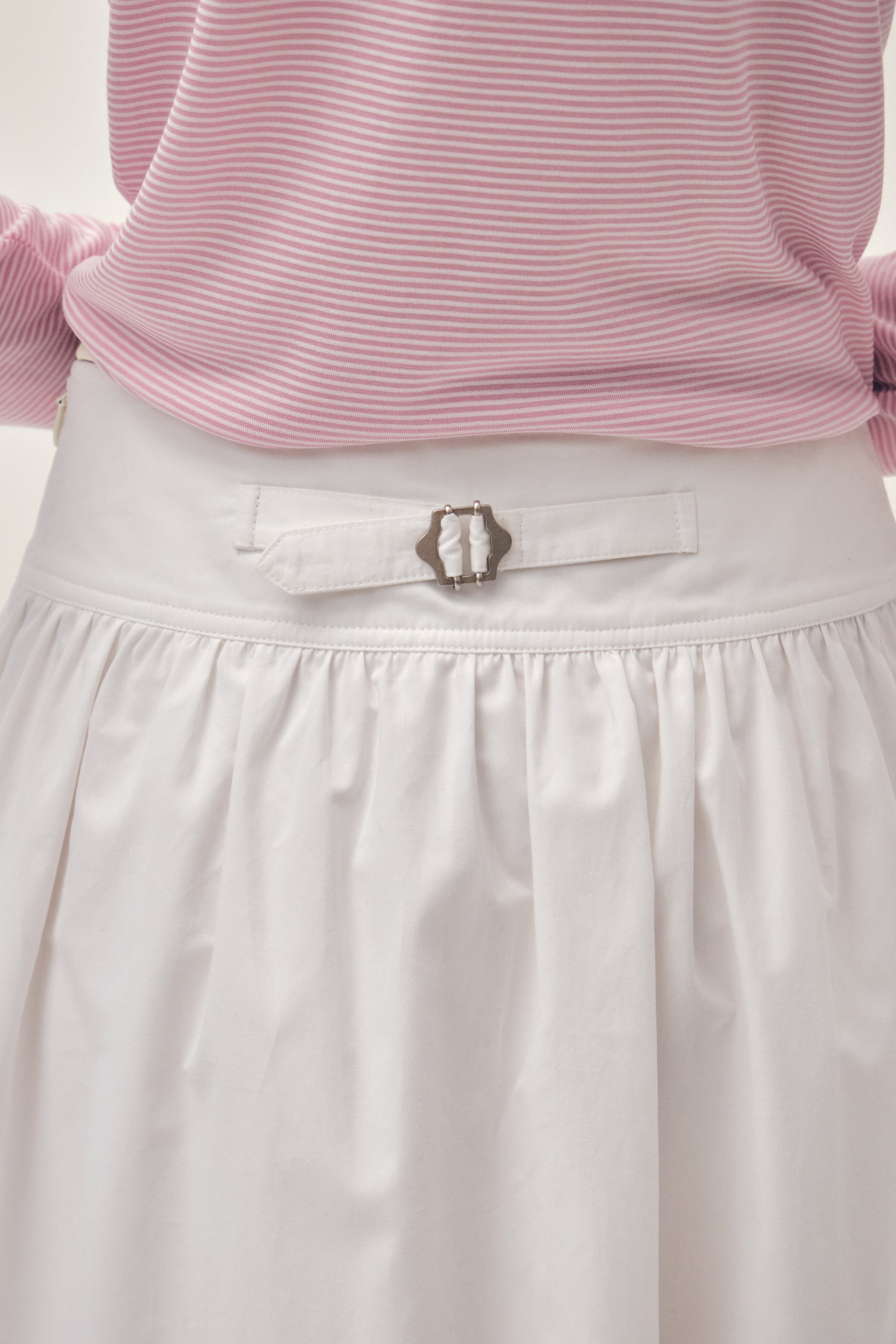 W Cotton Waist Wrinkle Skirt White
