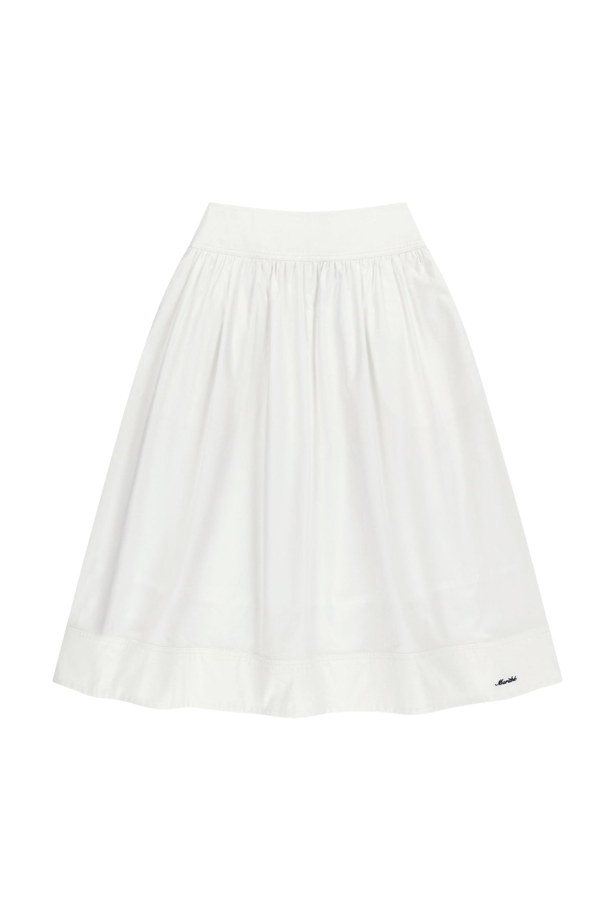 W Cotton Waist Wrinkle Skirt White