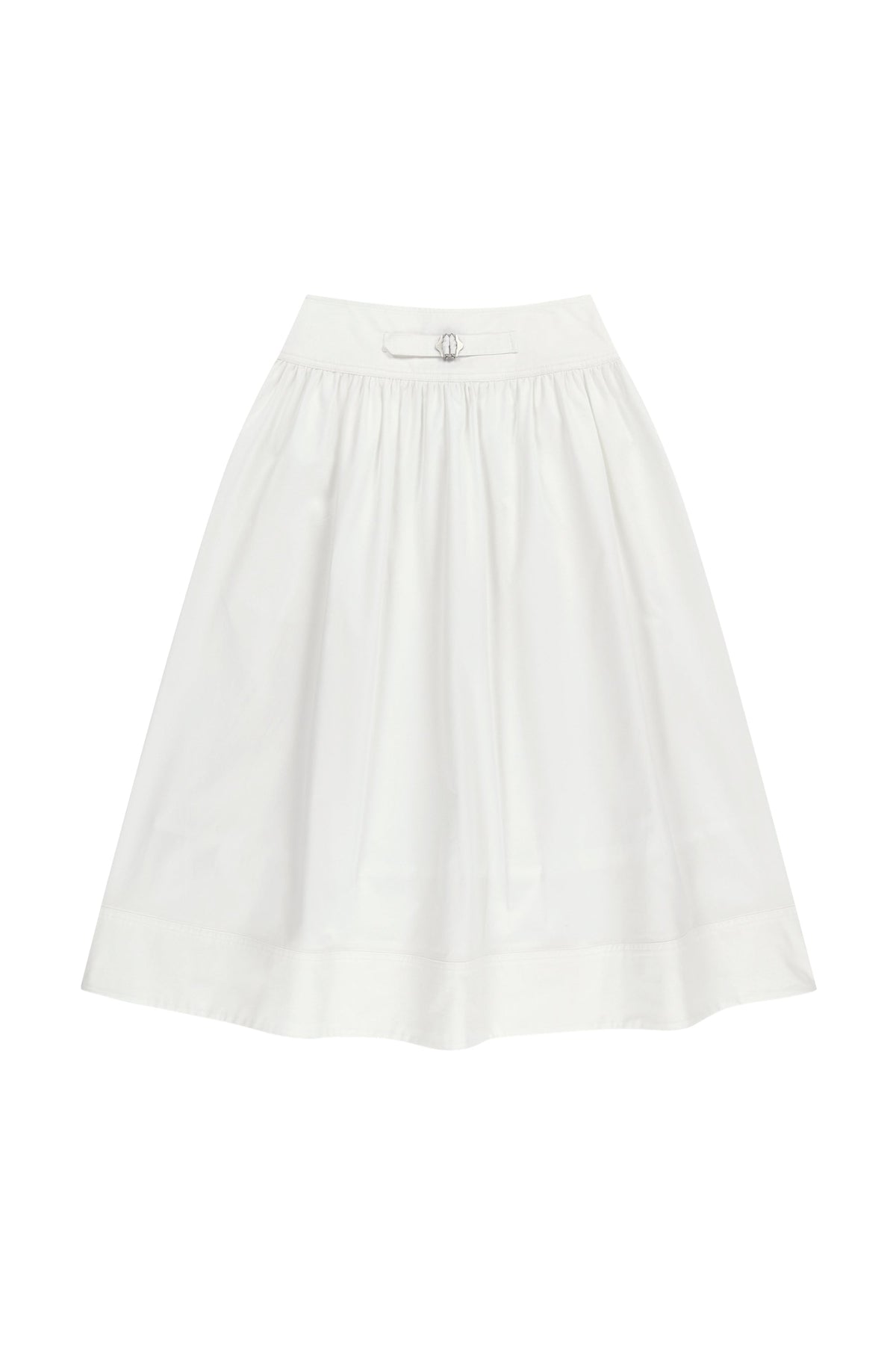W Cotton Waist Wrinkle Skirt White